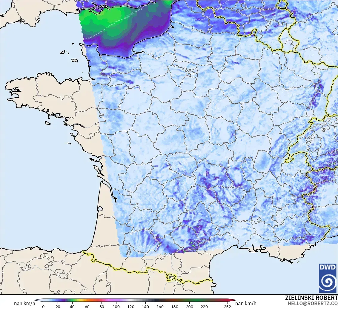 ICON ドイツ 2 km モデル - フランス, 突風