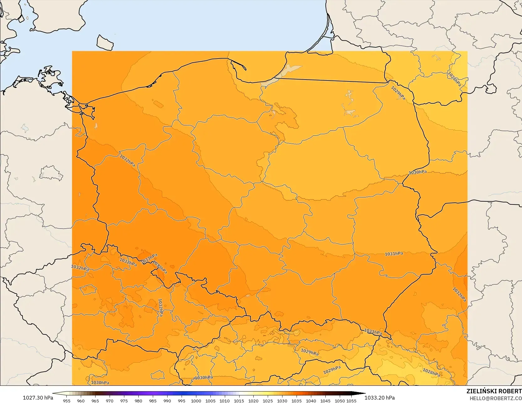 ICON ポーランド 2 km モデル - ポーランド, 気圧