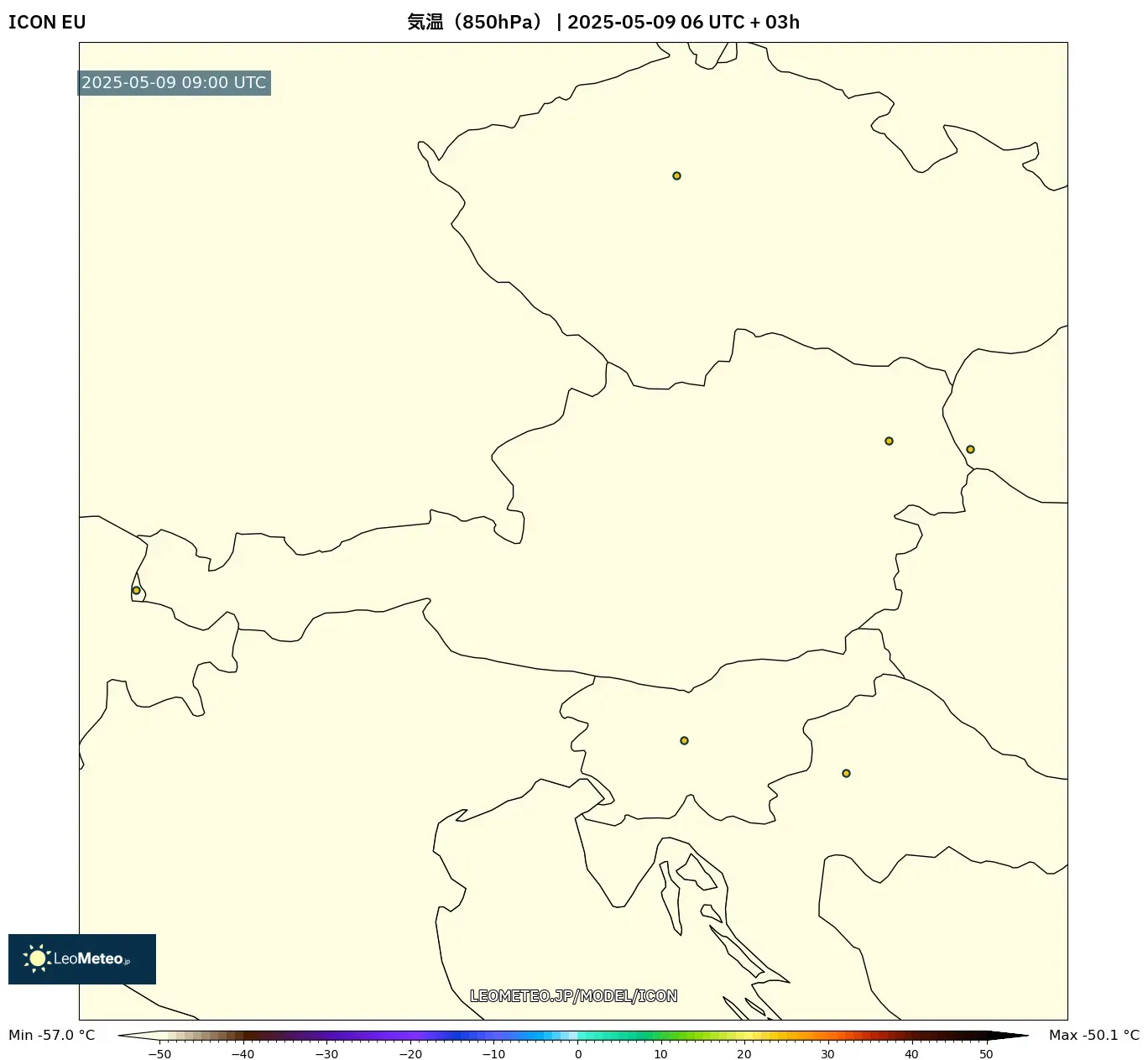 ICON - オーストリア, 気温(850hPa) ICON - オーストリア, 気温(850hPa)