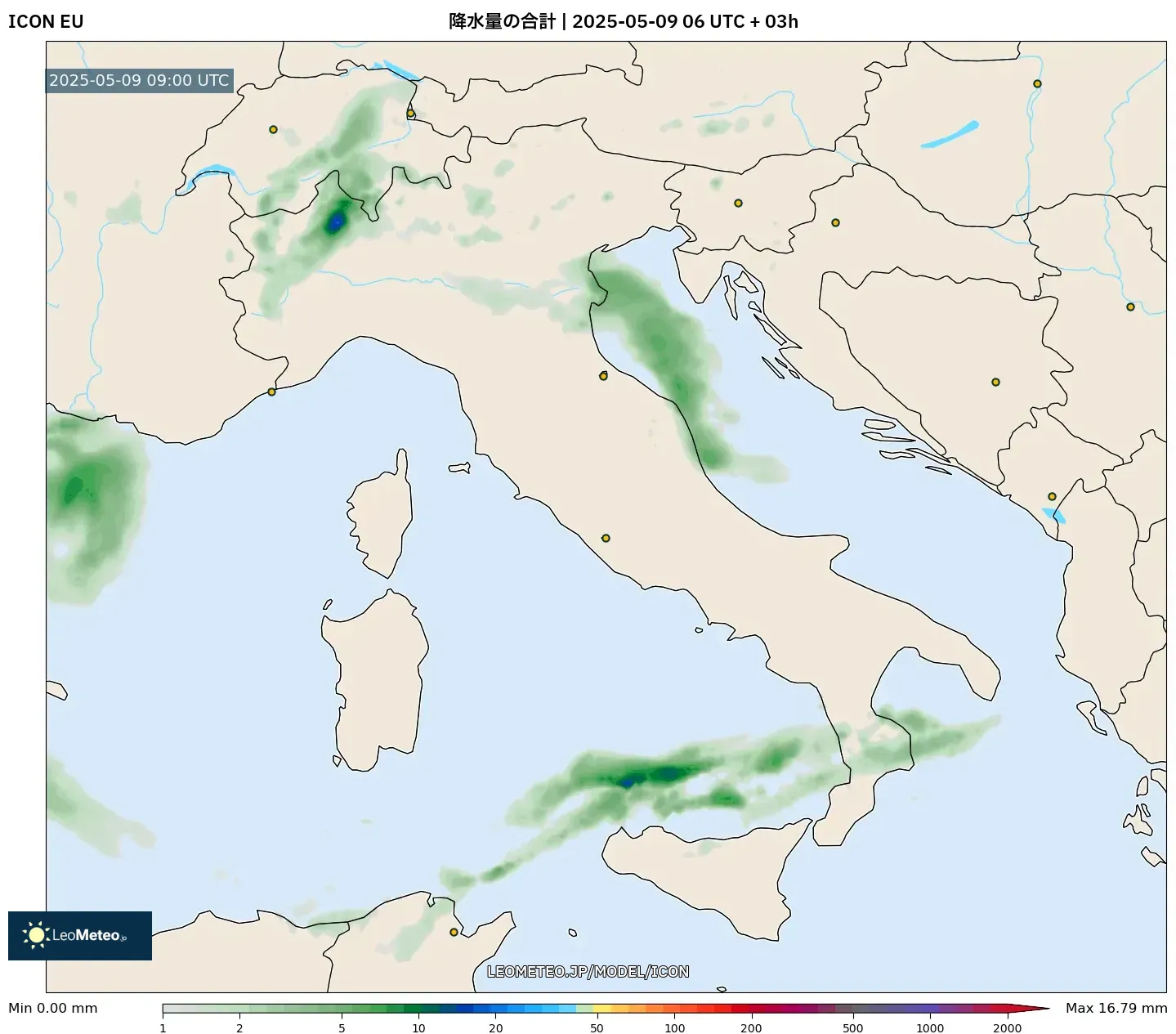 ICON - イタリア, 降水量の合計 ICON - イタリア, 降水量の合計