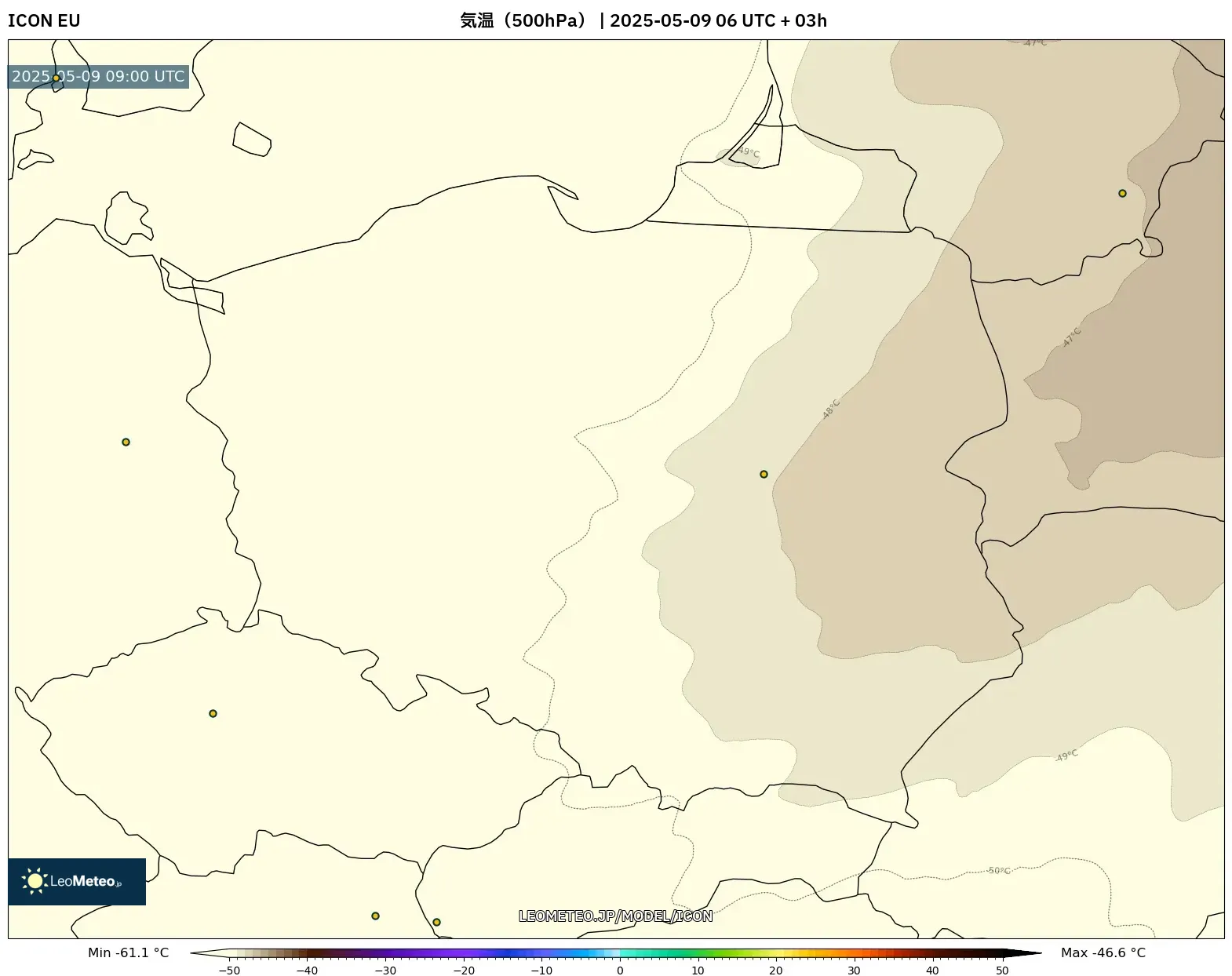 ICON - ポーランド, 気温(500hPa) ICON - ポーランド, 気温(500hPa)