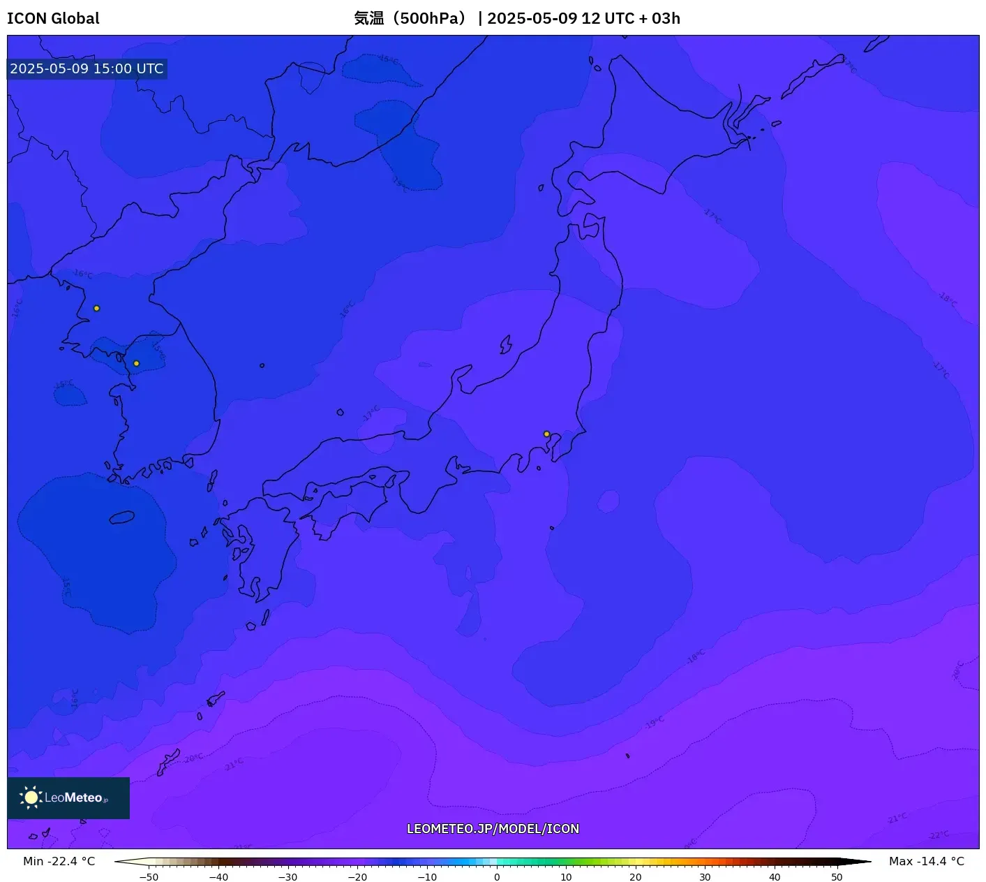 ICON - 日本, 気温(500hPa) ICON - 日本, 気温(500hPa)