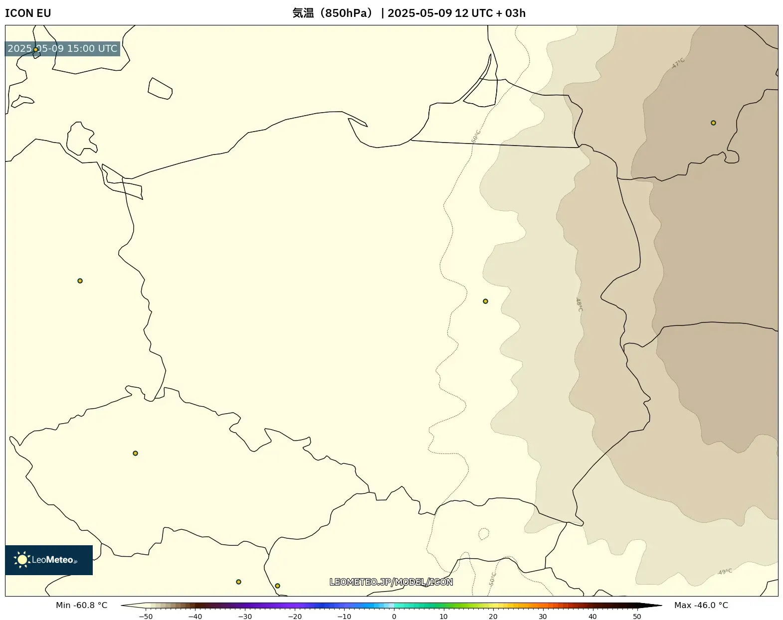 ICON - ポーランド, 気温(850hPa) ICON - ポーランド, 気温(850hPa)