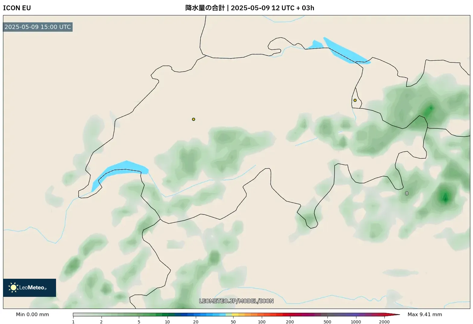 ICON - スイス, 降水量の合計 ICON - スイス, 降水量の合計