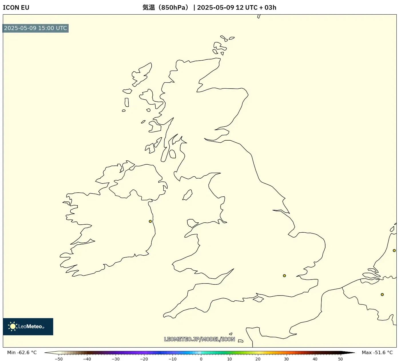 ICON - イギリス, 気温(850hPa) ICON - イギリス, 気温(850hPa)