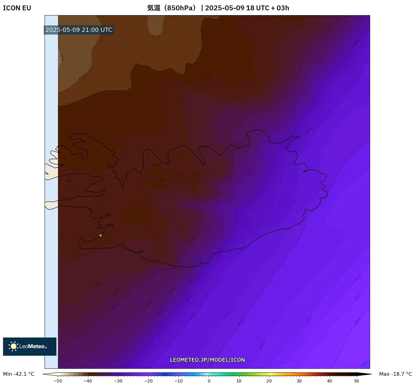 ICON - アイスランド, 気温(850hPa) ICON - アイスランド, 気温(850hPa)