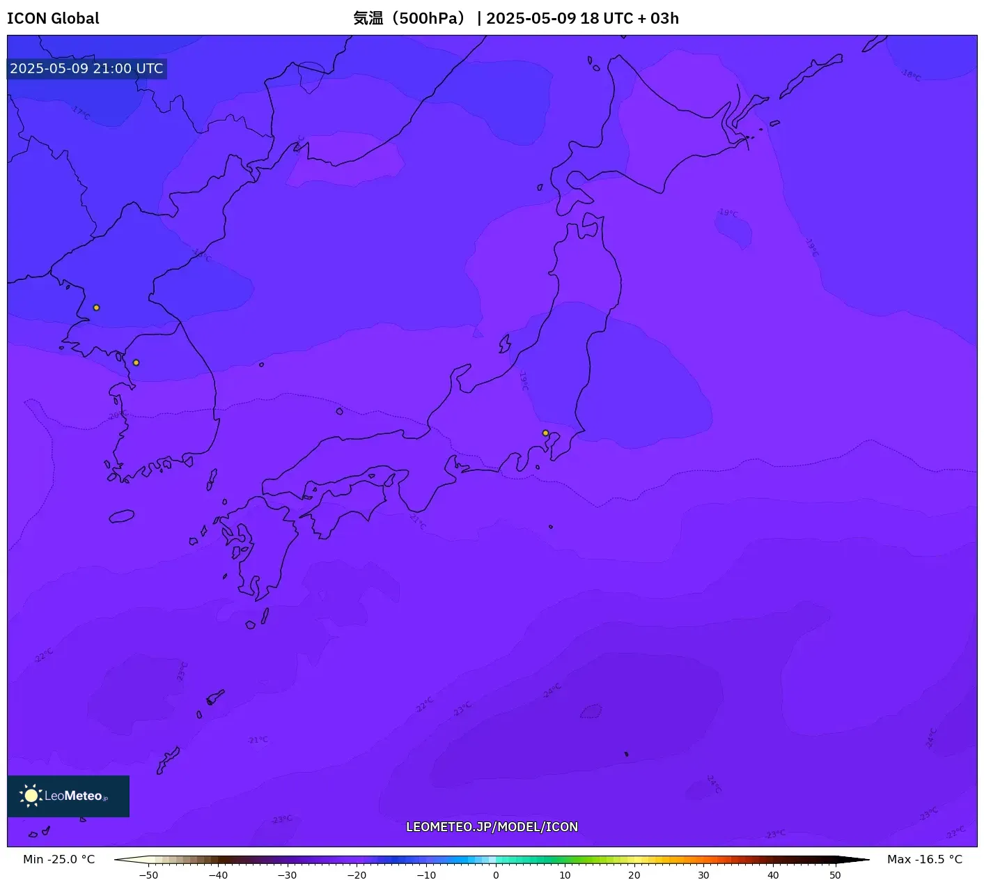 ICON - 日本, 気温(500hPa) ICON - 日本, 気温(500hPa)