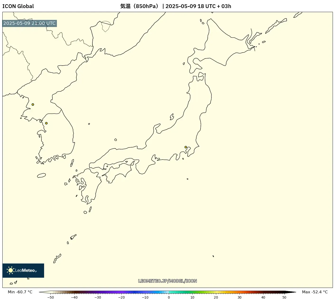 ICON - 日本, 気温(850hPa) ICON - 日本, 気温(850hPa)