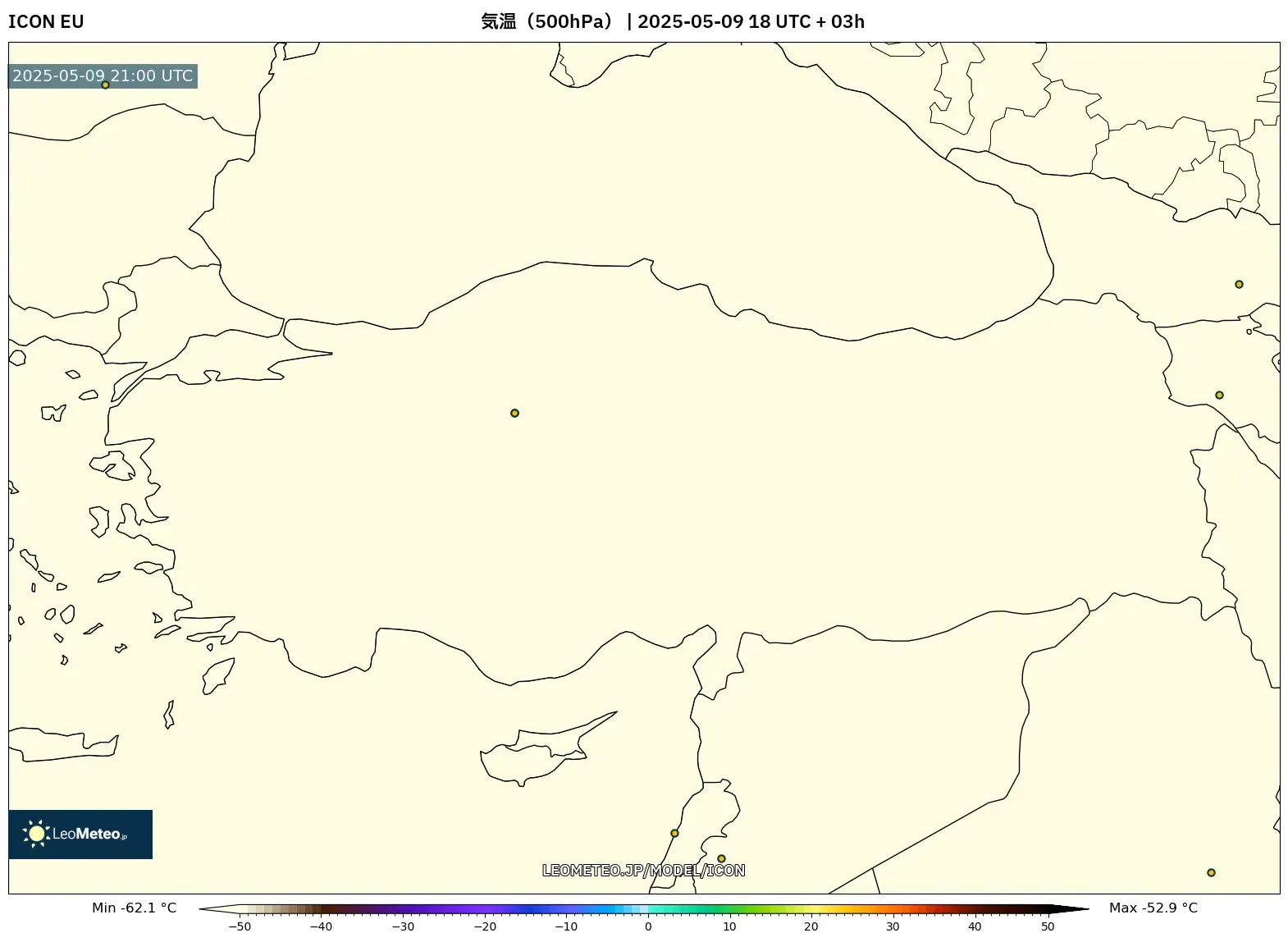 ICON - トルコ, 気温(500hPa) ICON - トルコ, 気温(500hPa)