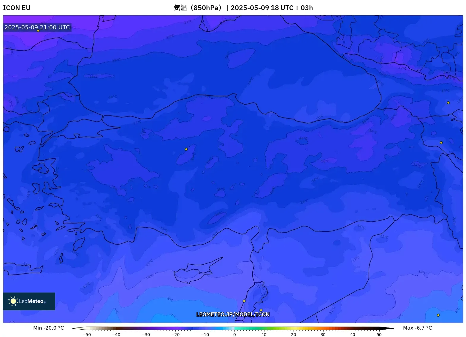 ICON - トルコ, 気温(850hPa) ICON - トルコ, 気温(850hPa)