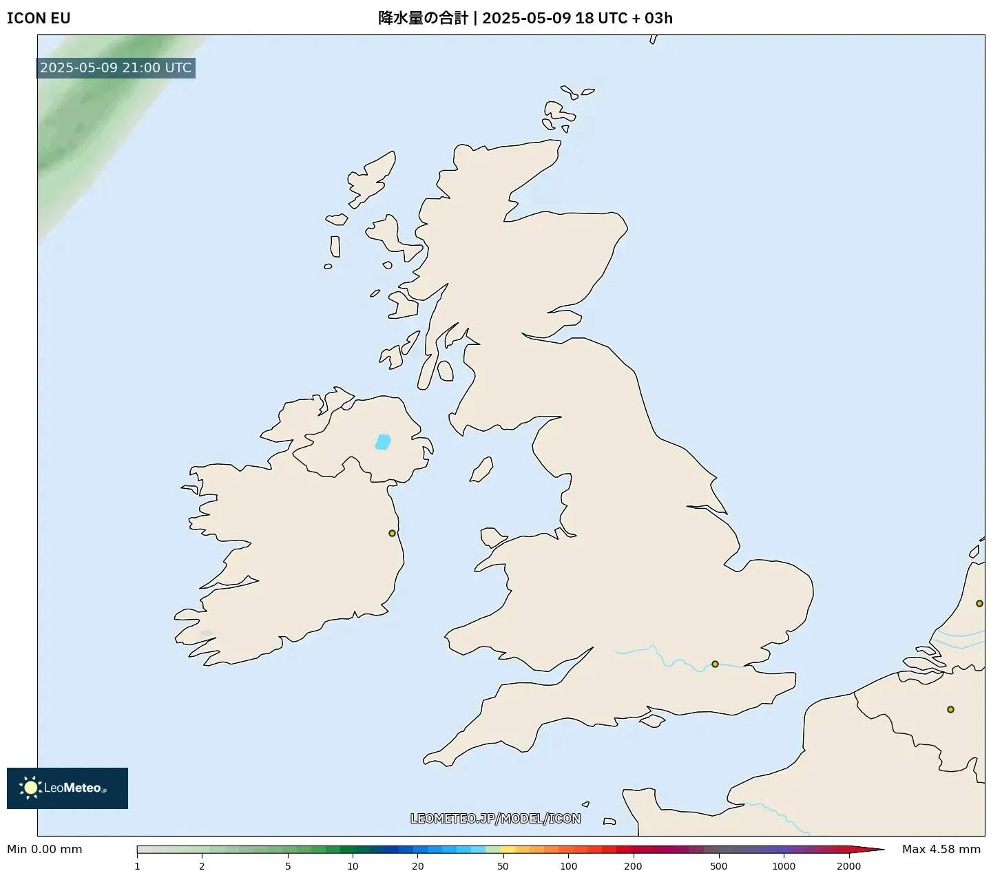 ICON - イギリス, 降水量の合計 ICON - イギリス, 降水量の合計