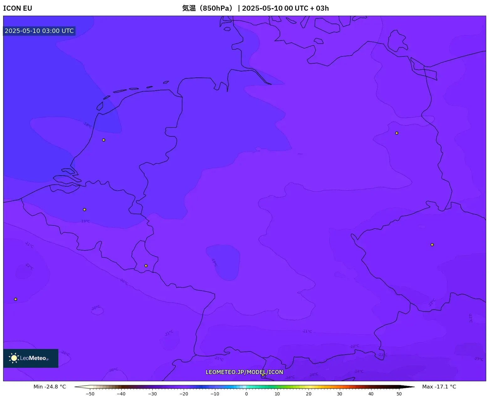 ICON - ドイツ, 気温(850hPa) ICON - ドイツ, 気温(850hPa)