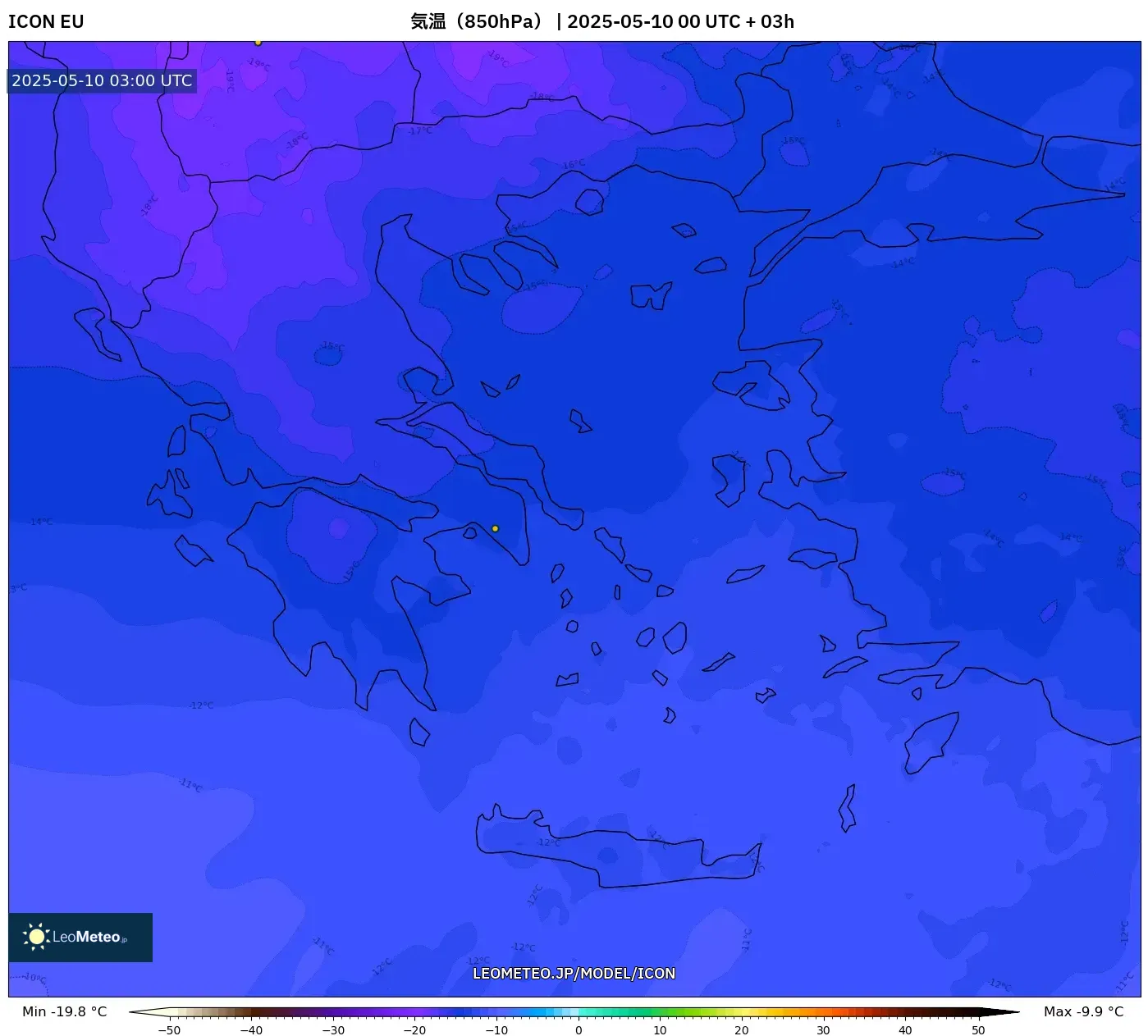 ICON - ギリシャ, 気温(850hPa) ICON - ギリシャ, 気温(850hPa)
