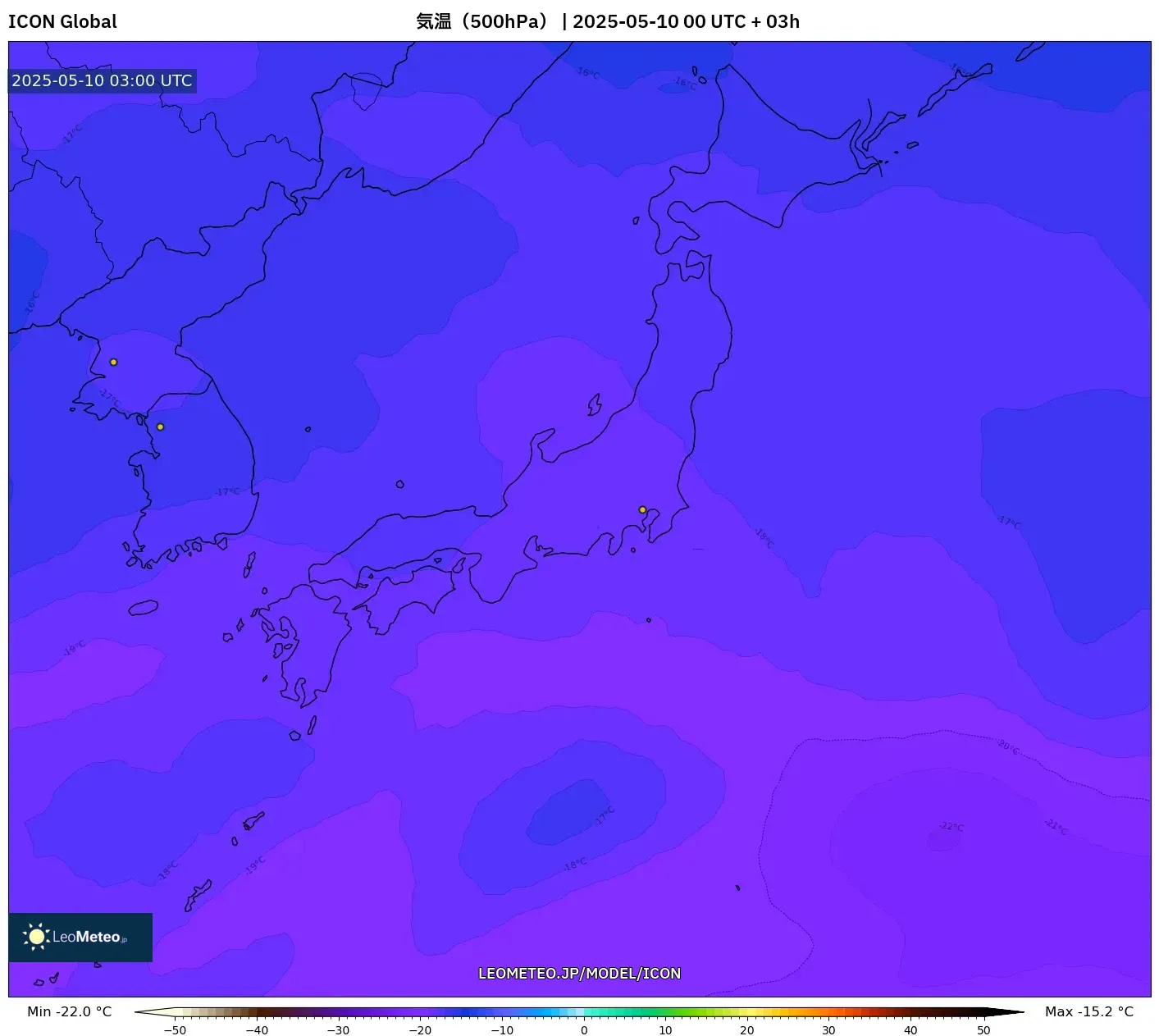 ICON - 日本, 気温(500hPa) ICON - 日本, 気温(500hPa)