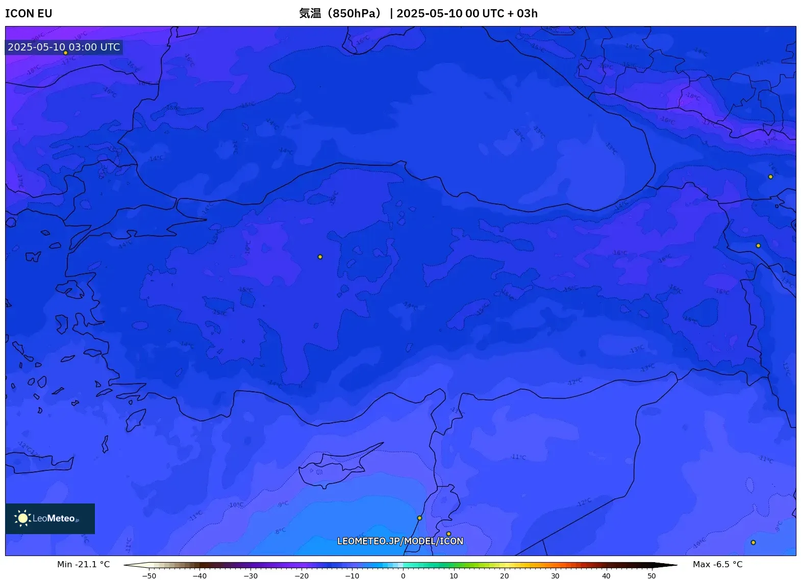 ICON - トルコ, 気温(850hPa) ICON - トルコ, 気温(850hPa)