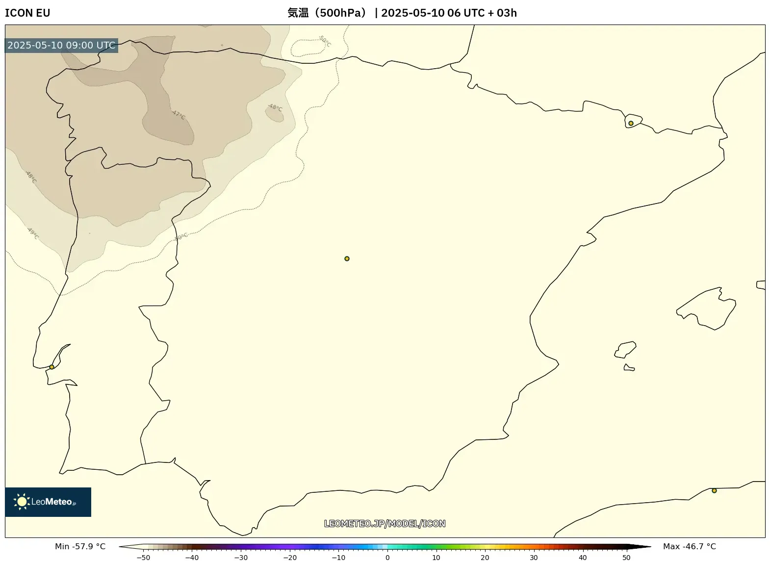 ICON - スペイン, 気温(500hPa) ICON - スペイン, 気温(500hPa)