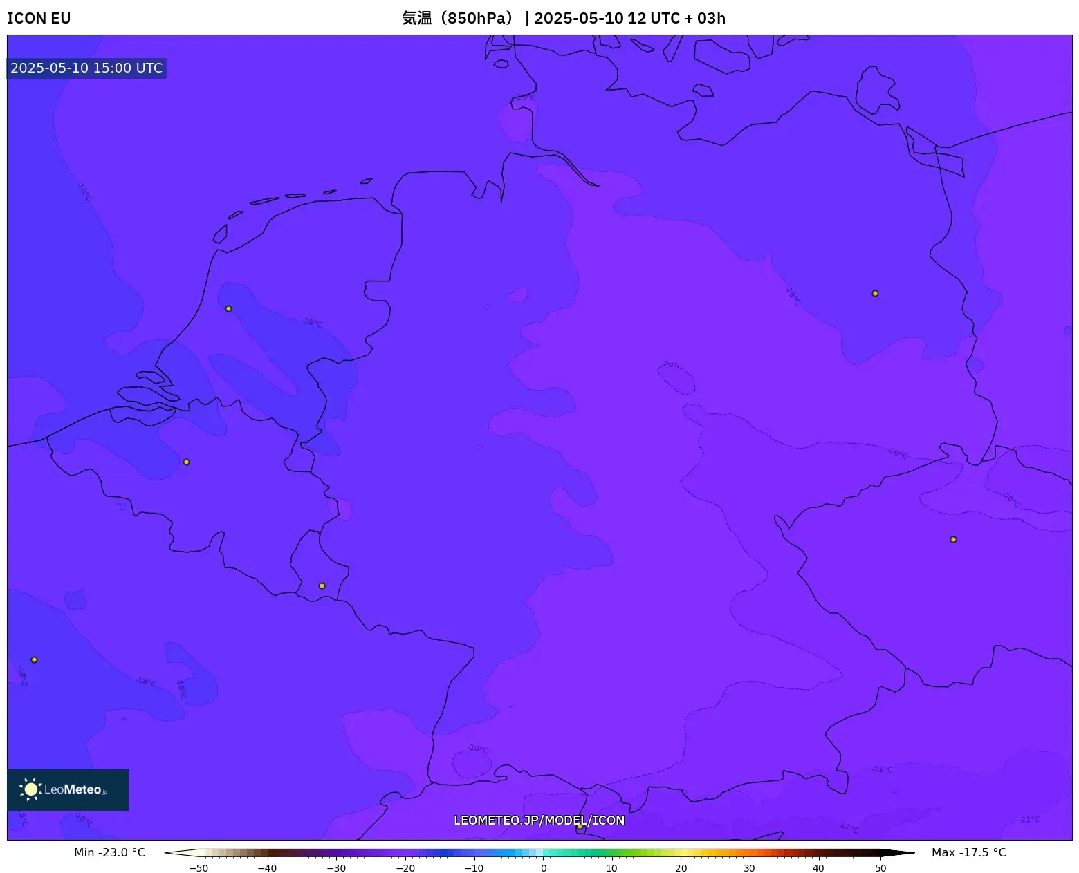 ICON - ドイツ, 気温(850hPa) ICON - ドイツ, 気温(850hPa)