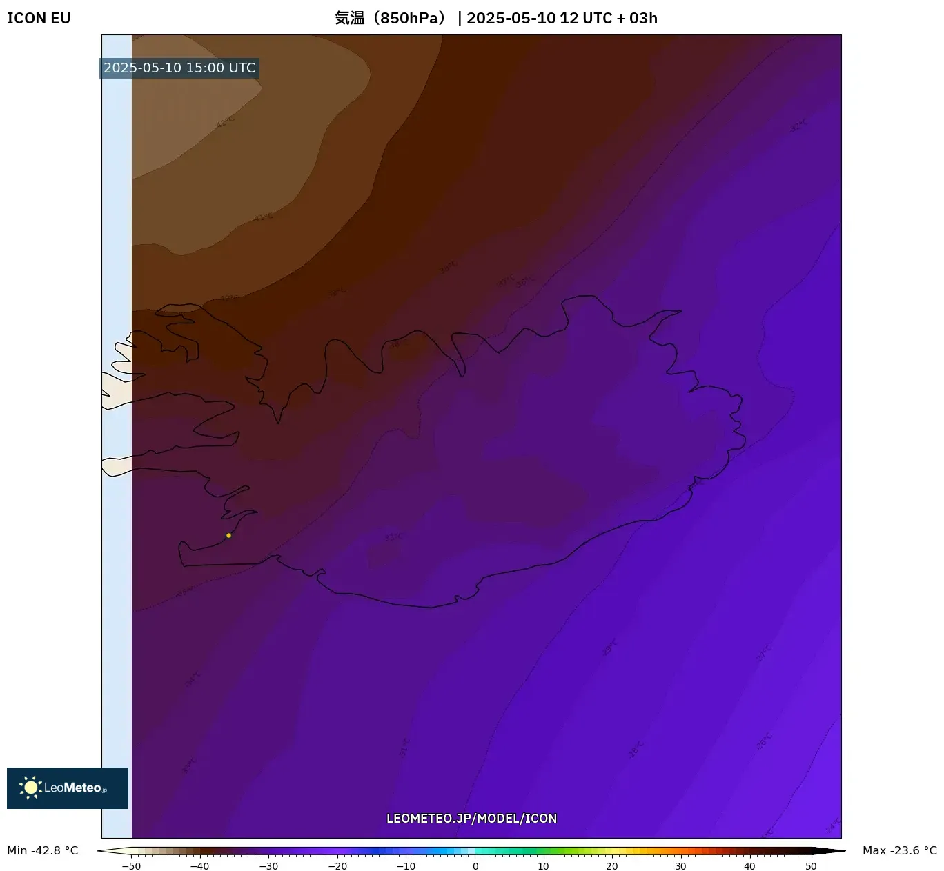 ICON - アイスランド, 気温(850hPa) ICON - アイスランド, 気温(850hPa)
