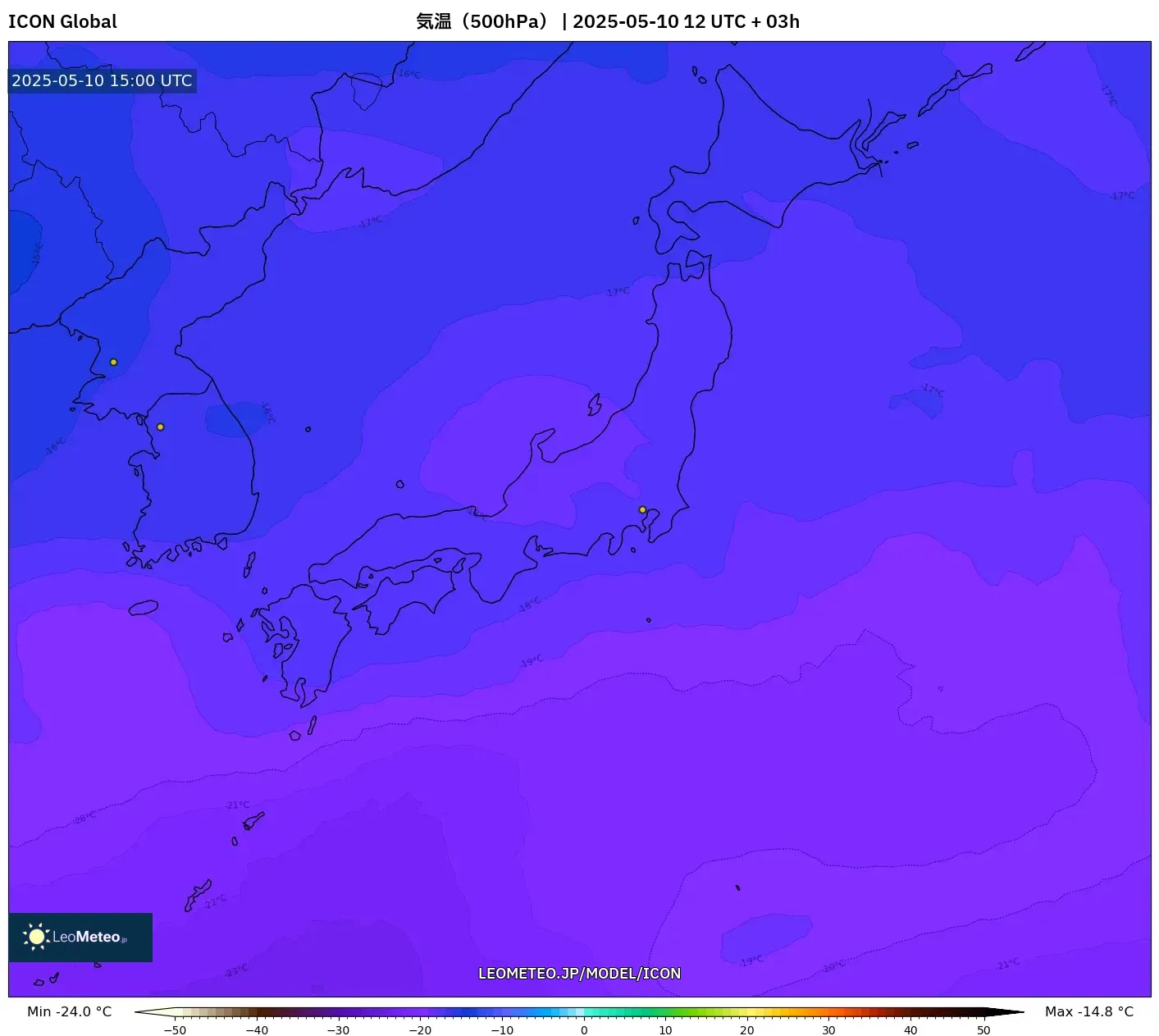 ICON - 日本, 気温(500hPa) ICON - 日本, 気温(500hPa)