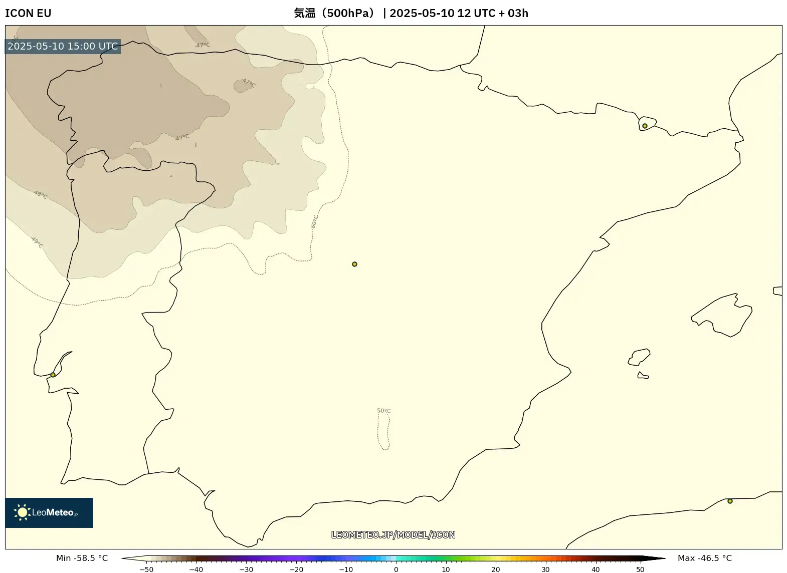 ICON - スペイン, 気温(500hPa) ICON - スペイン, 気温(500hPa)