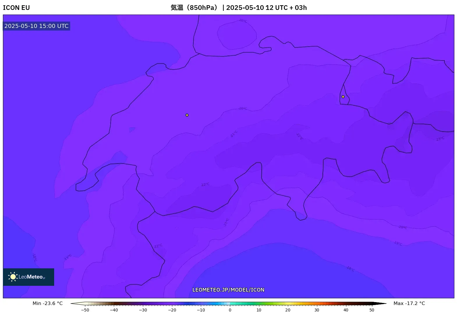 ICON - スイス, 気温(850hPa) ICON - スイス, 気温(850hPa)