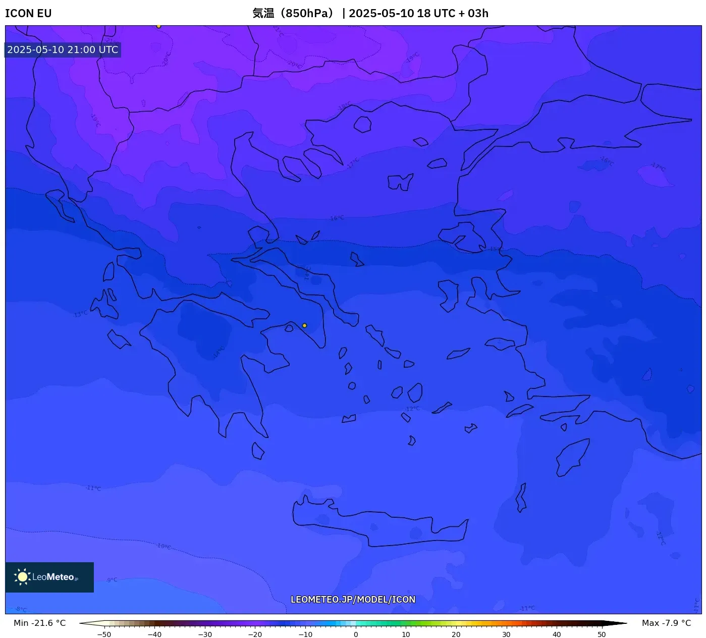 ICON - ギリシャ, 気温(850hPa) ICON - ギリシャ, 気温(850hPa)