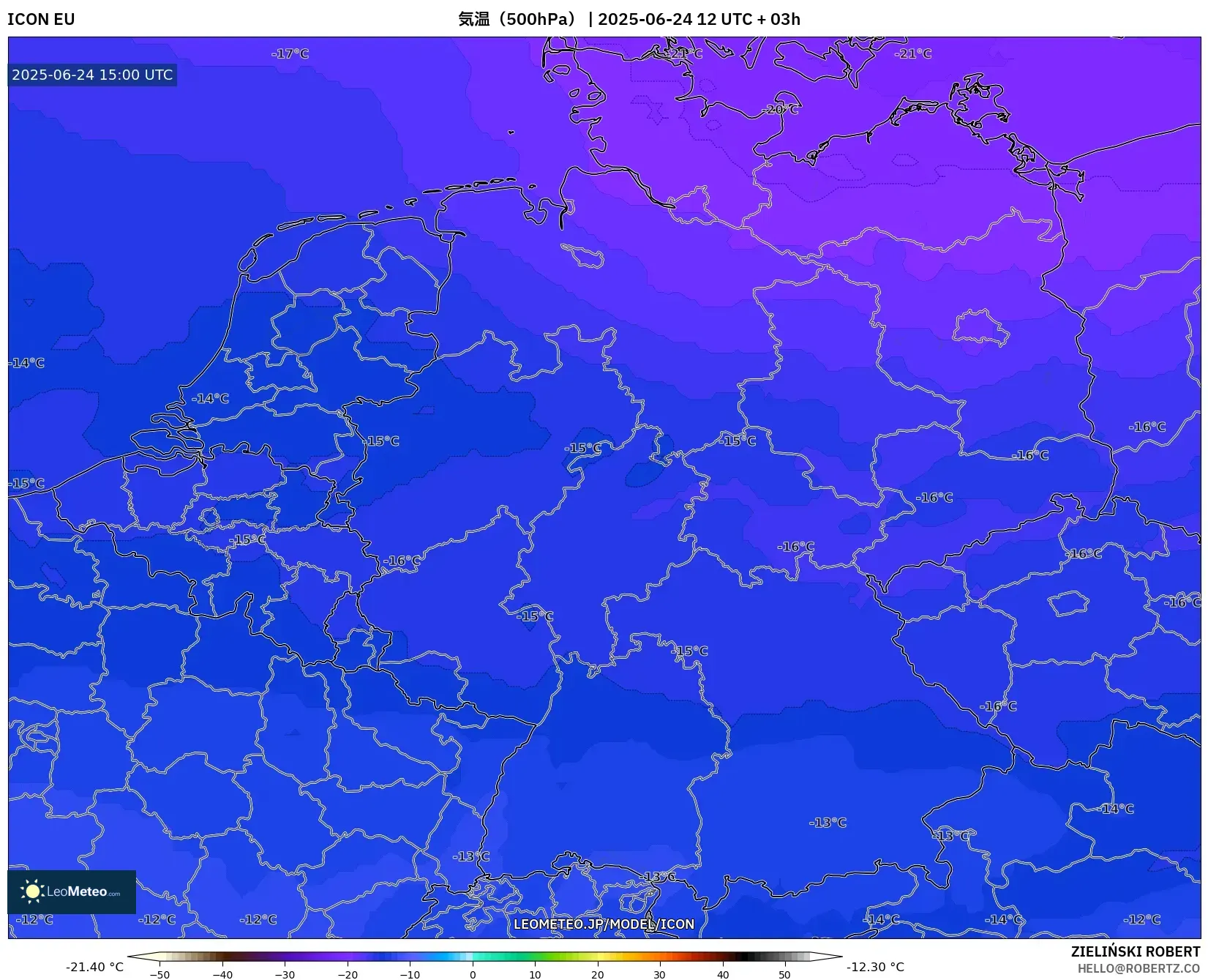 ICON model - ドイツ, 気温(500hPa) ICON model - ドイツ, 気温(500hPa)