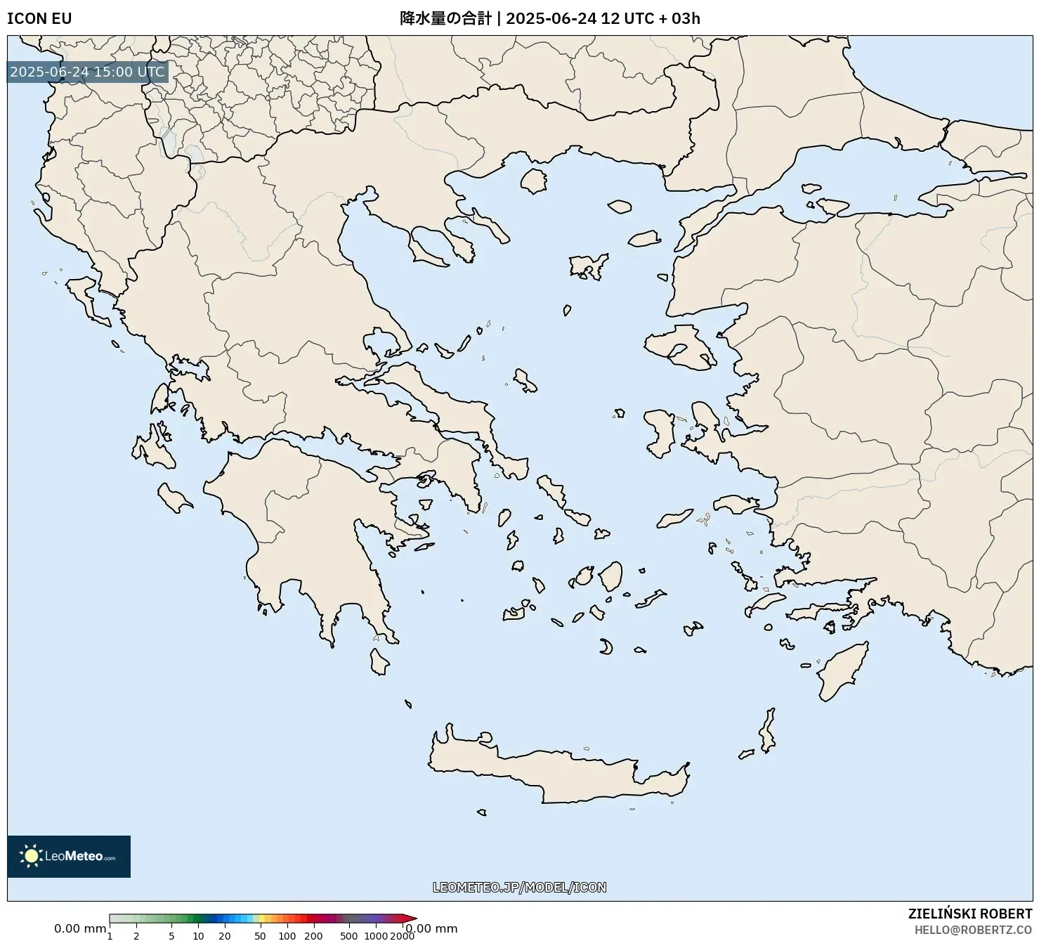 ICON model - ギリシャ, 降水量の合計 ICON model - ギリシャ, 降水量の合計