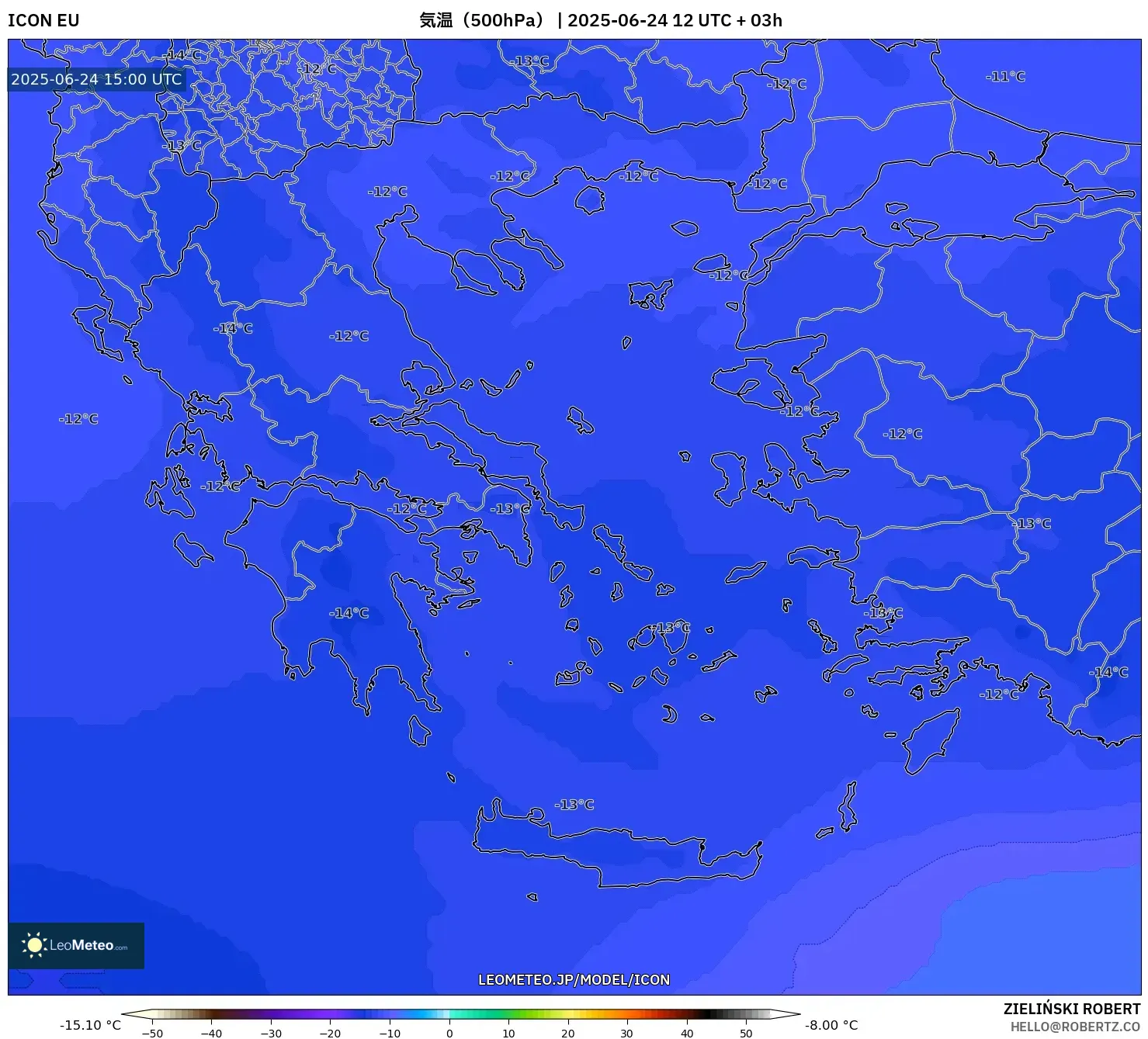 ICON model - ギリシャ, 気温(500hPa) ICON model - ギリシャ, 気温(500hPa)
