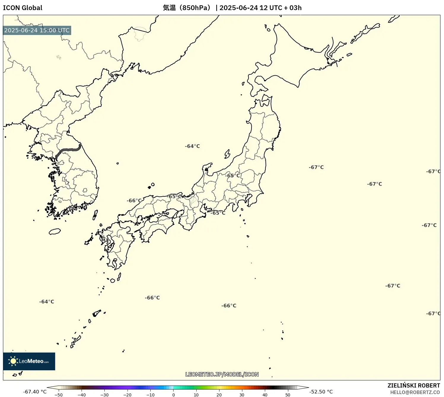 ICON model - 日本, 気温(850hPa) ICON model - 日本, 気温(850hPa)