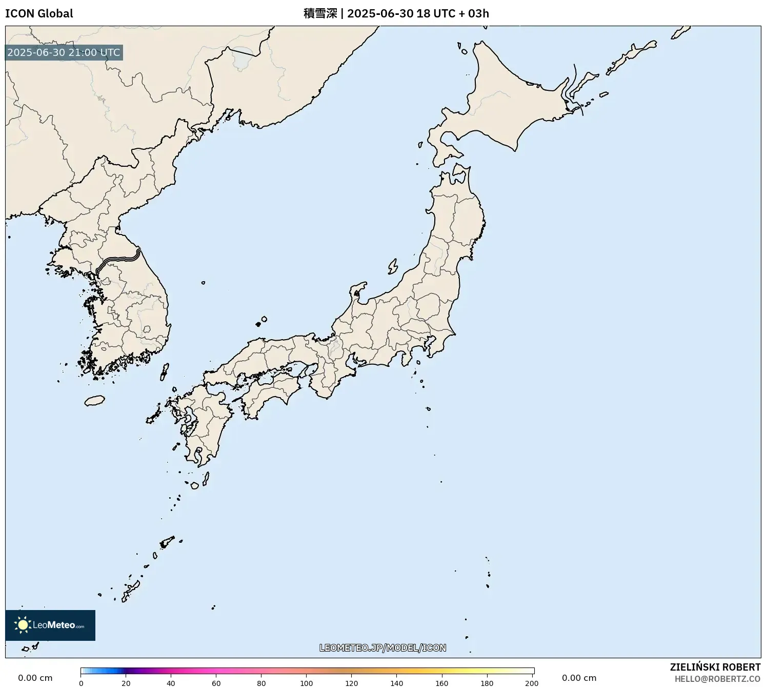 ICON model - 日本, 積雪深