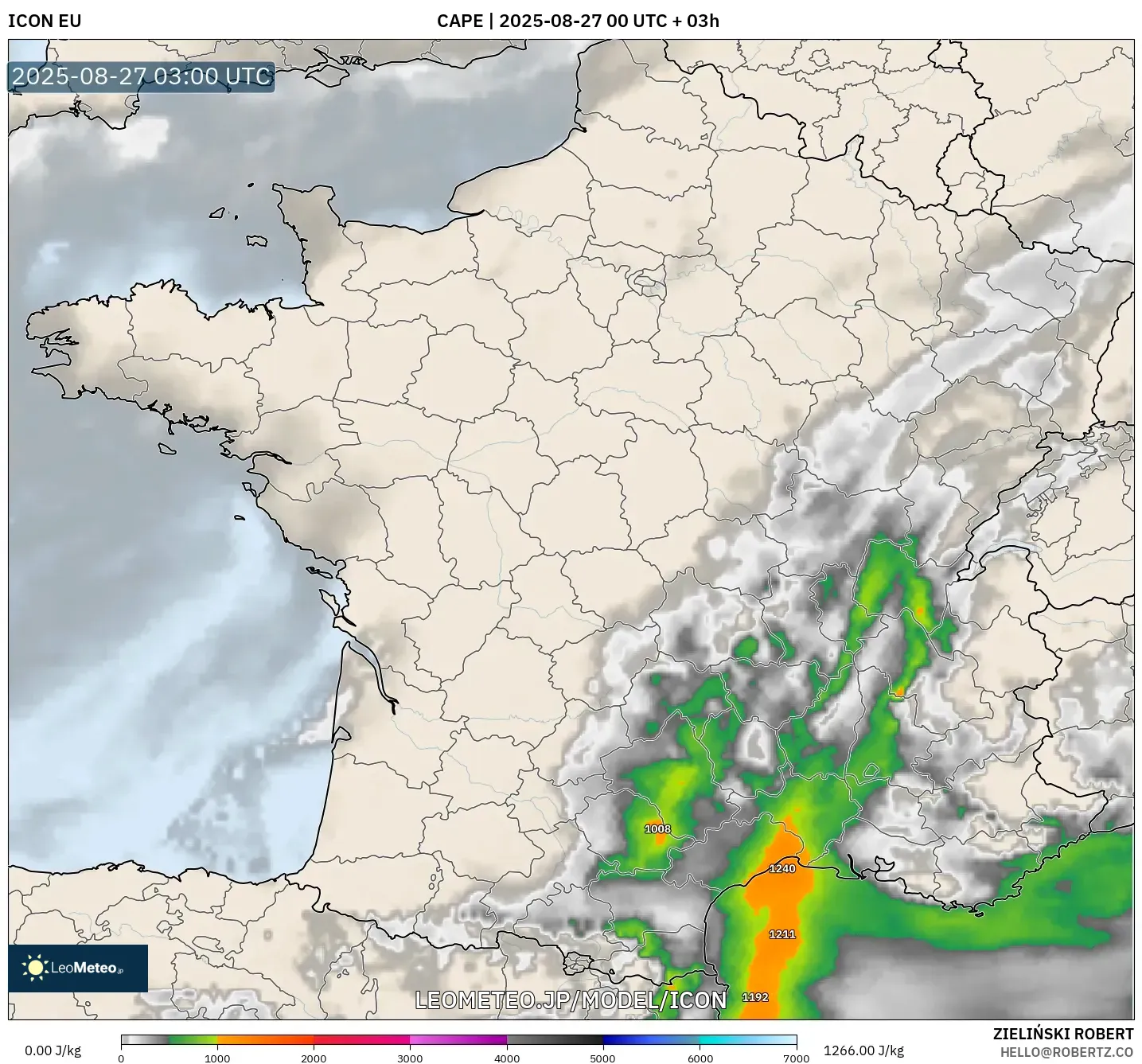 ICON model - フランス, CAPE ICON model - フランス, CAPE