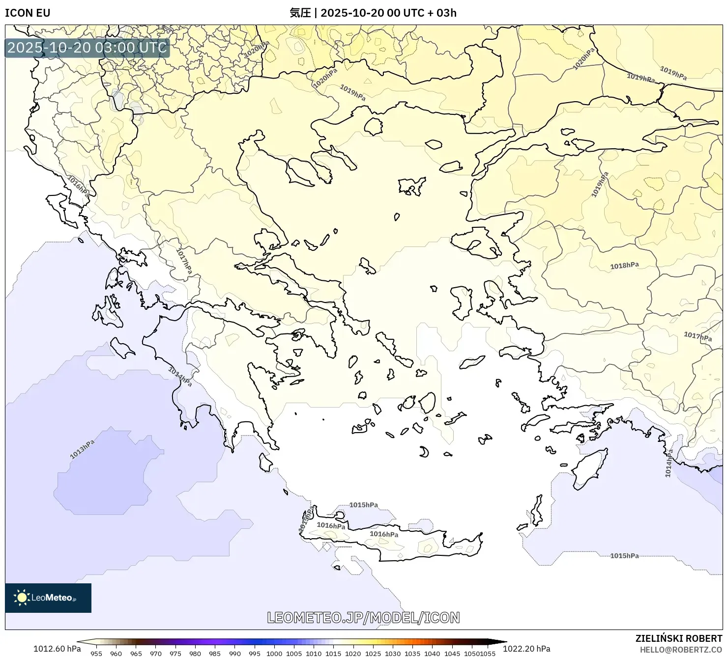 ICON model - ギリシャ, 気圧 ICON model - ギリシャ, 気圧