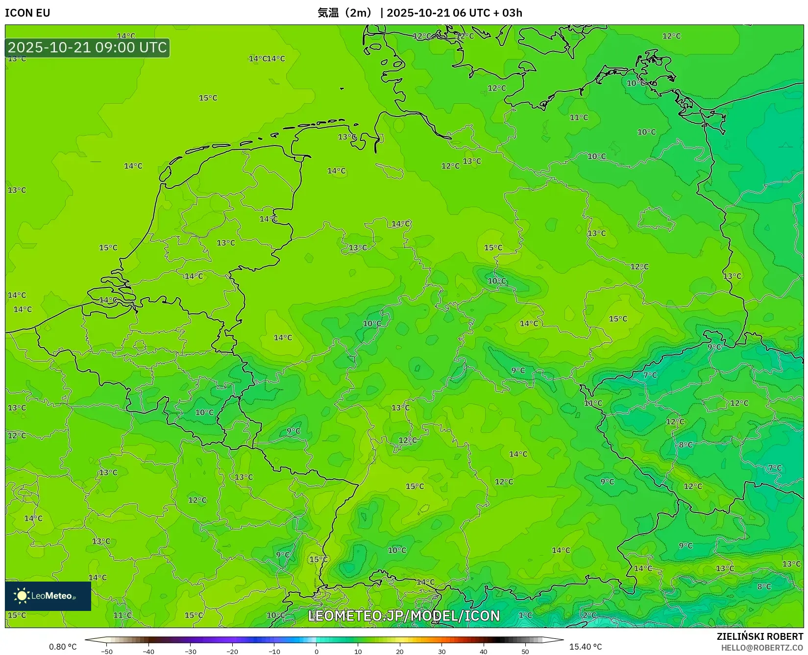 ICON model - ドイツ, 気温(2m) ICON model - ドイツ, 気温(2m)