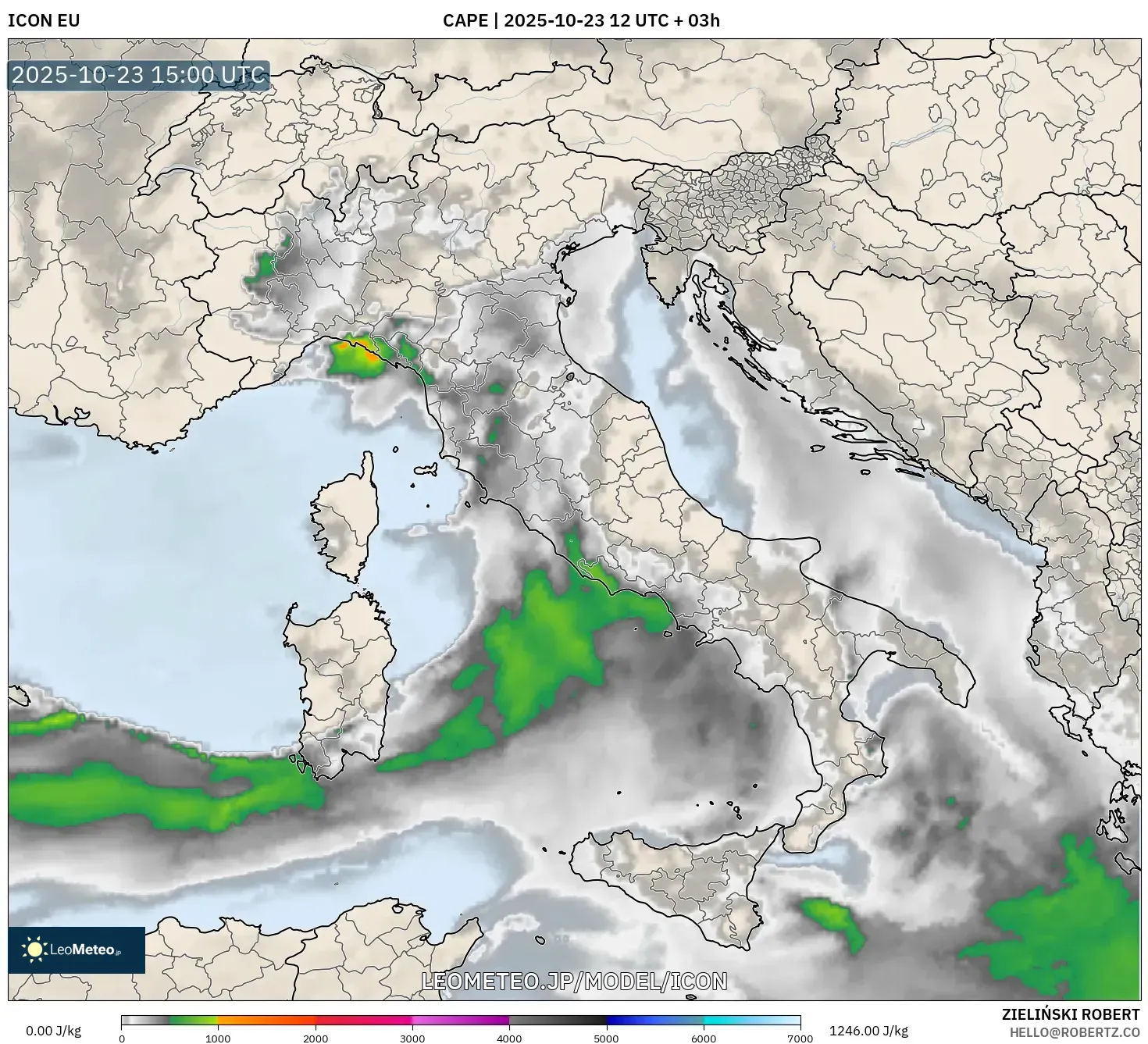 ICON model - イタリア, CAPE