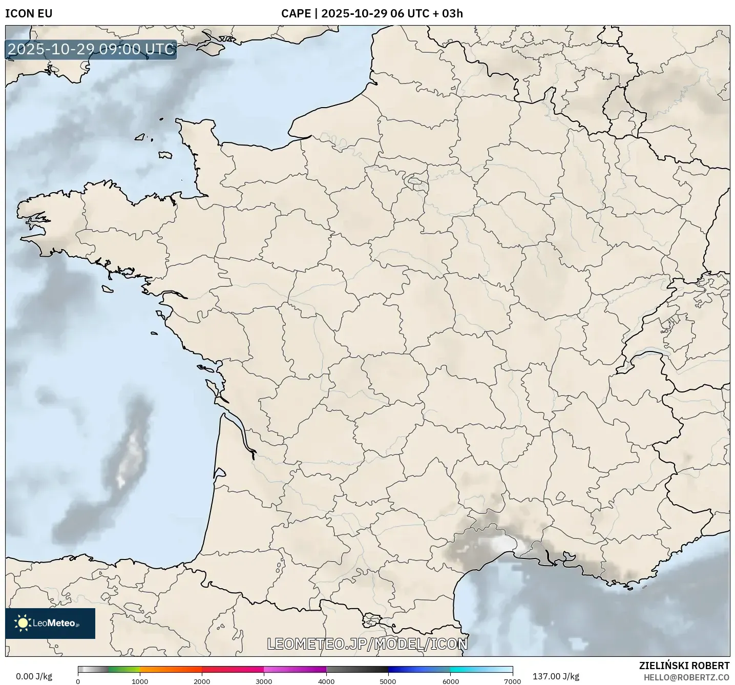 ICON model - フランス, CAPE ICON model - フランス, CAPE