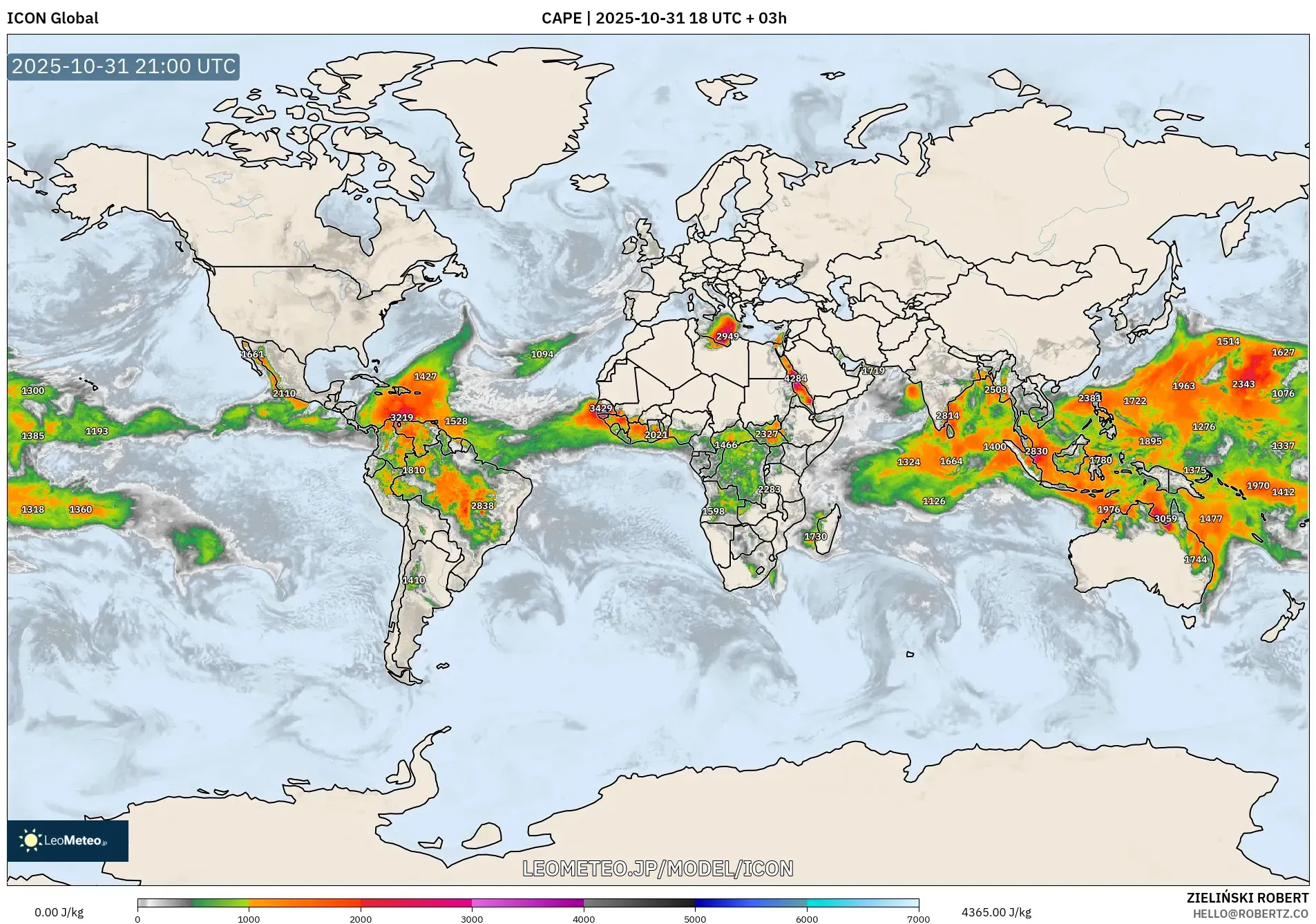 ICON model - 世界, CAPE ICON model - 世界, CAPE