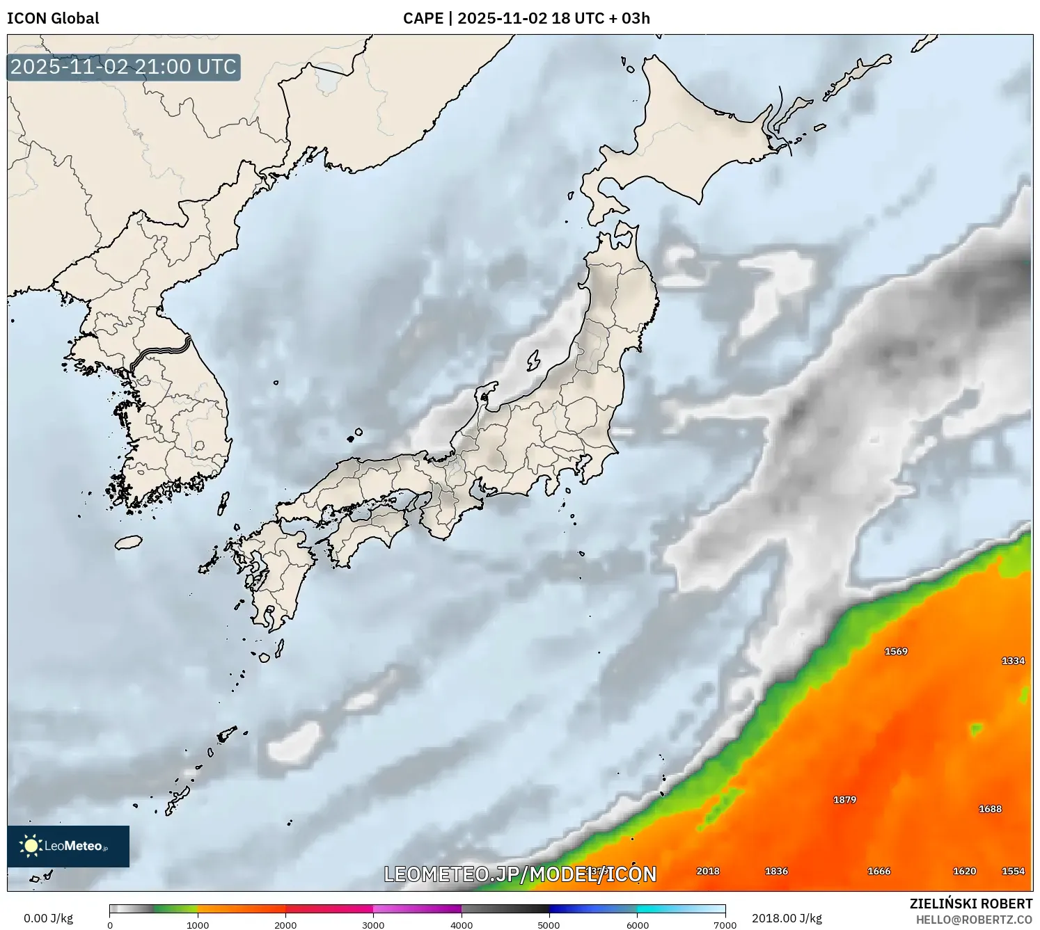 ICON model - 日本, CAPE