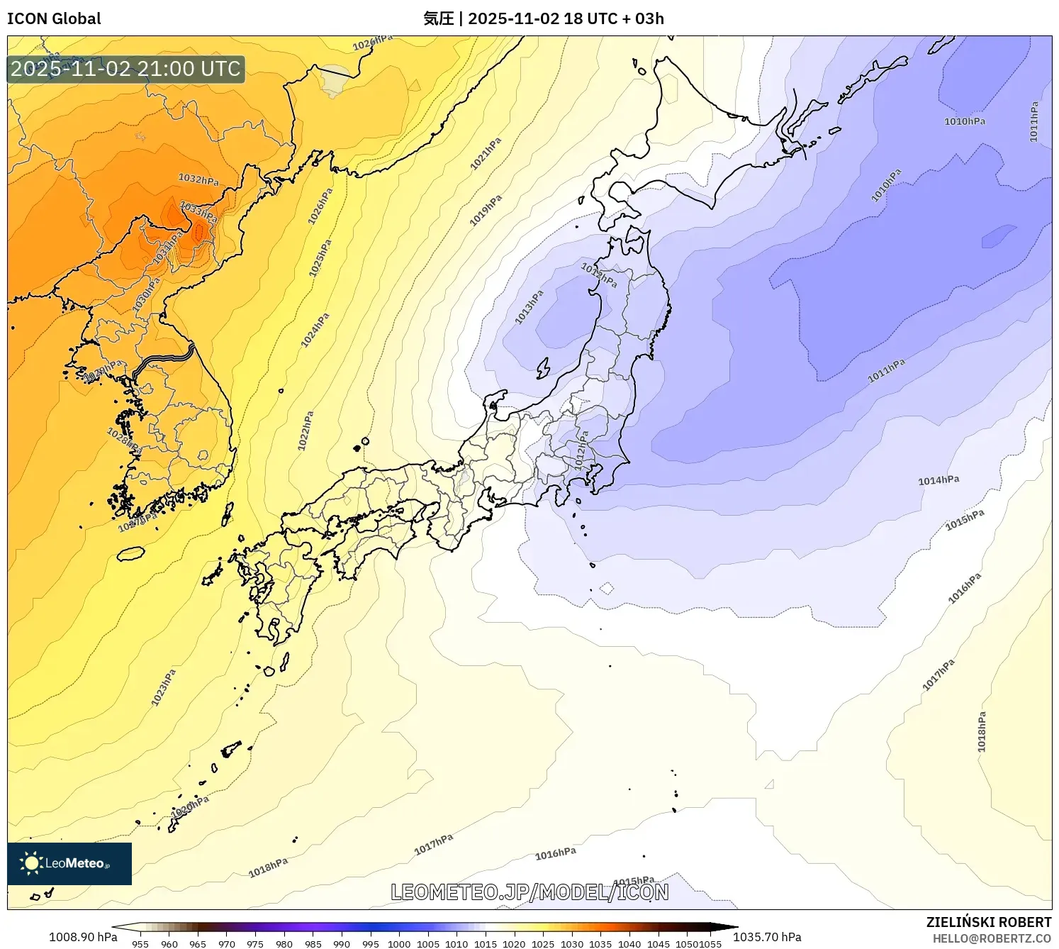 ICON model - 日本, 気圧