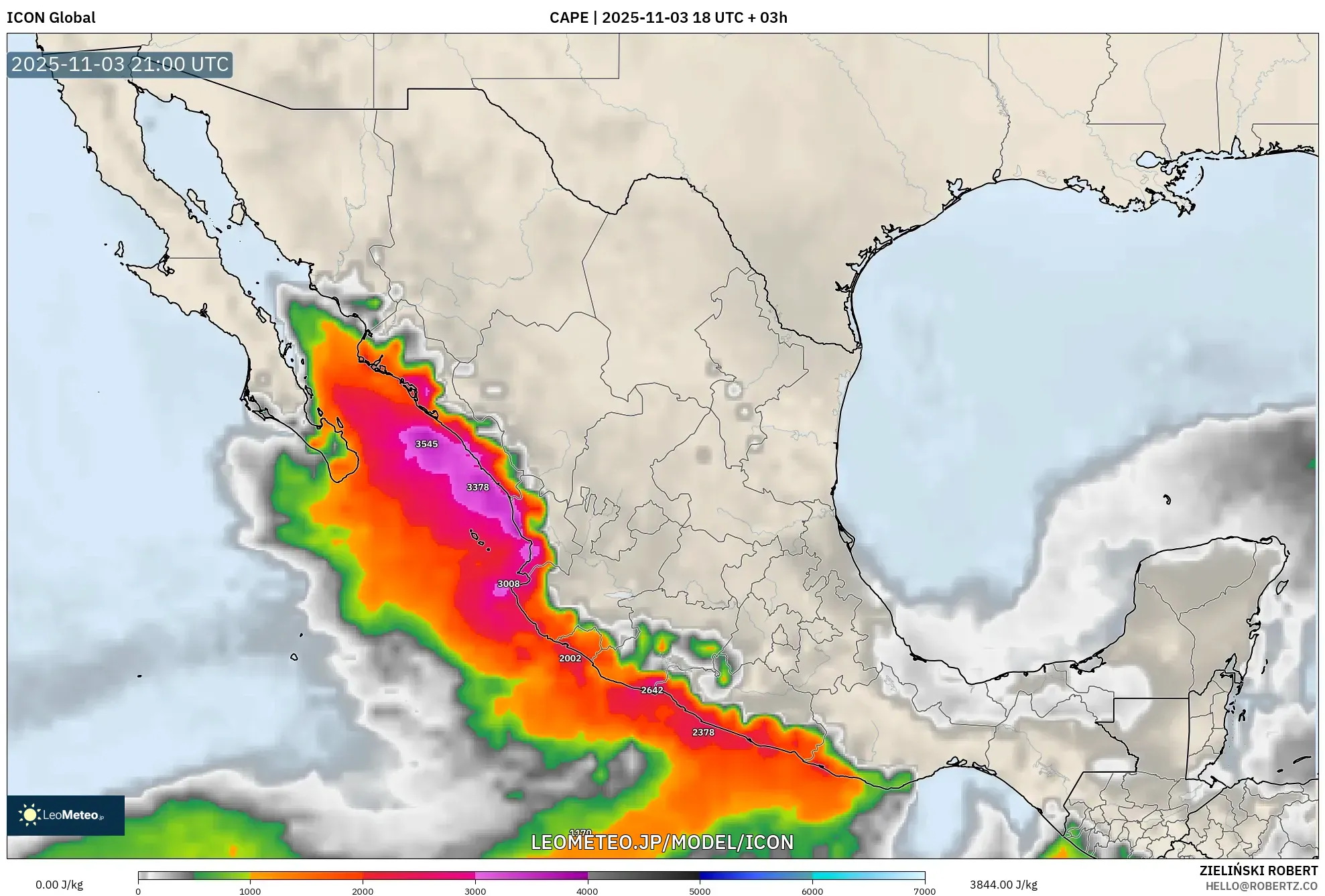 ICON model - メキシコ, CAPE