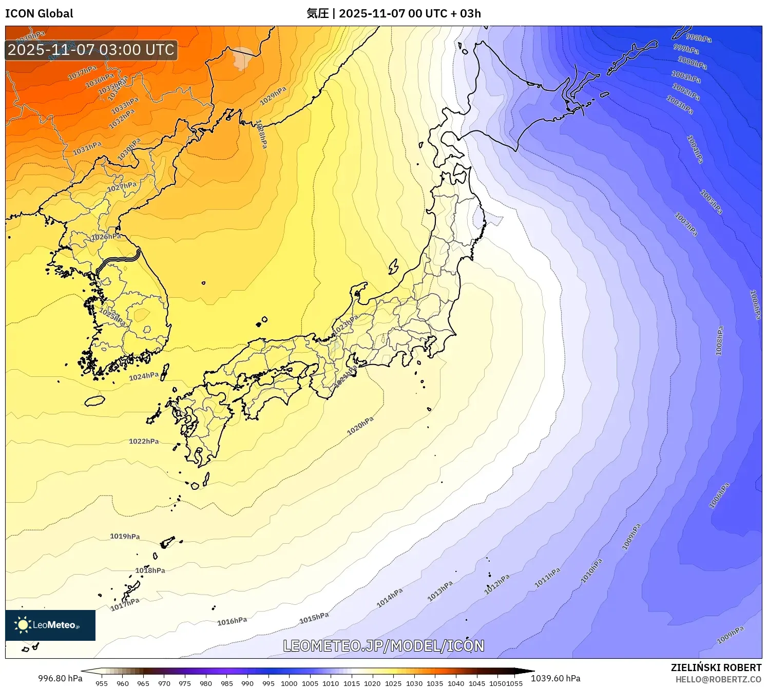 ICON model - 日本, 気圧