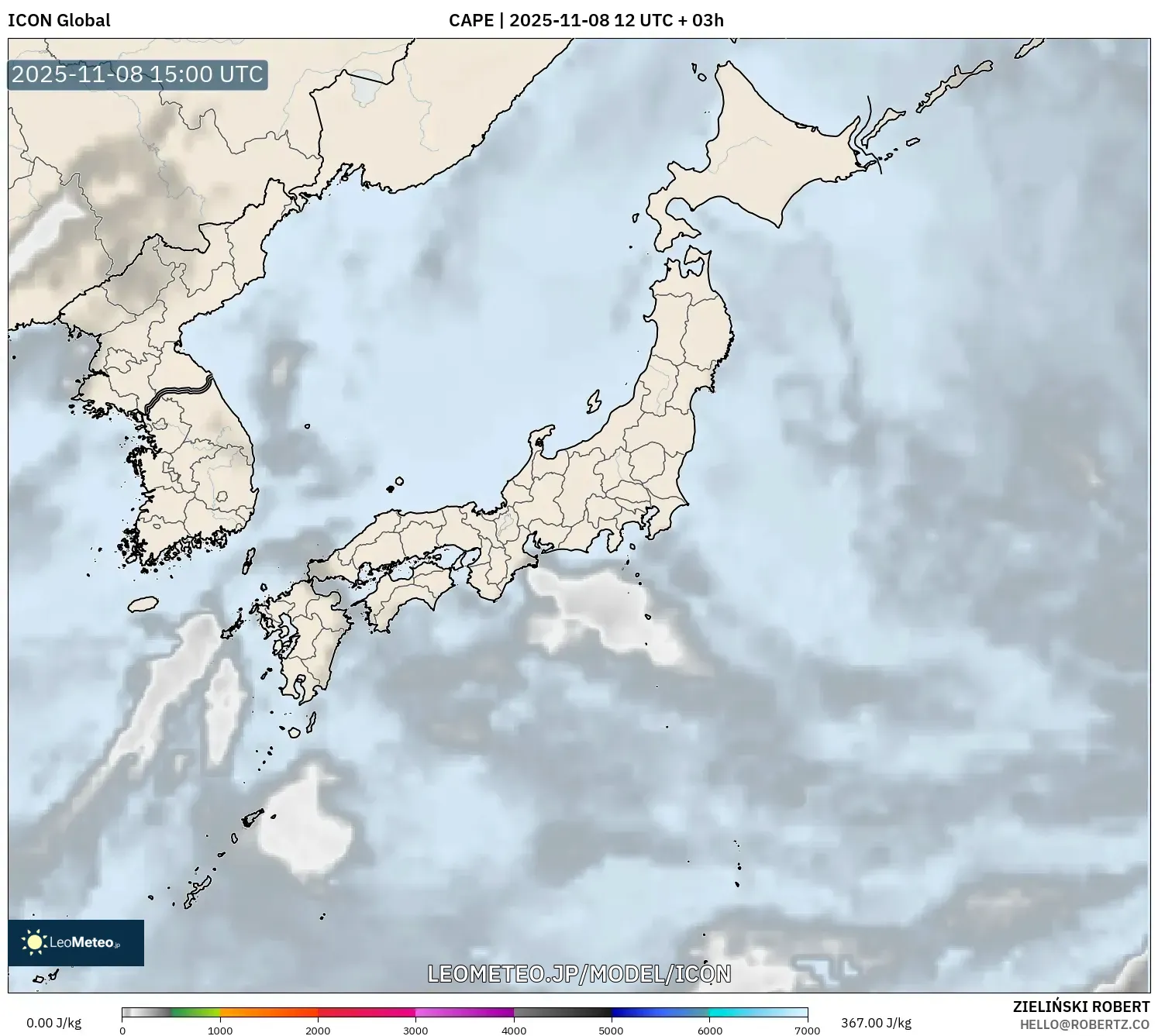 ICON model - 日本, CAPE