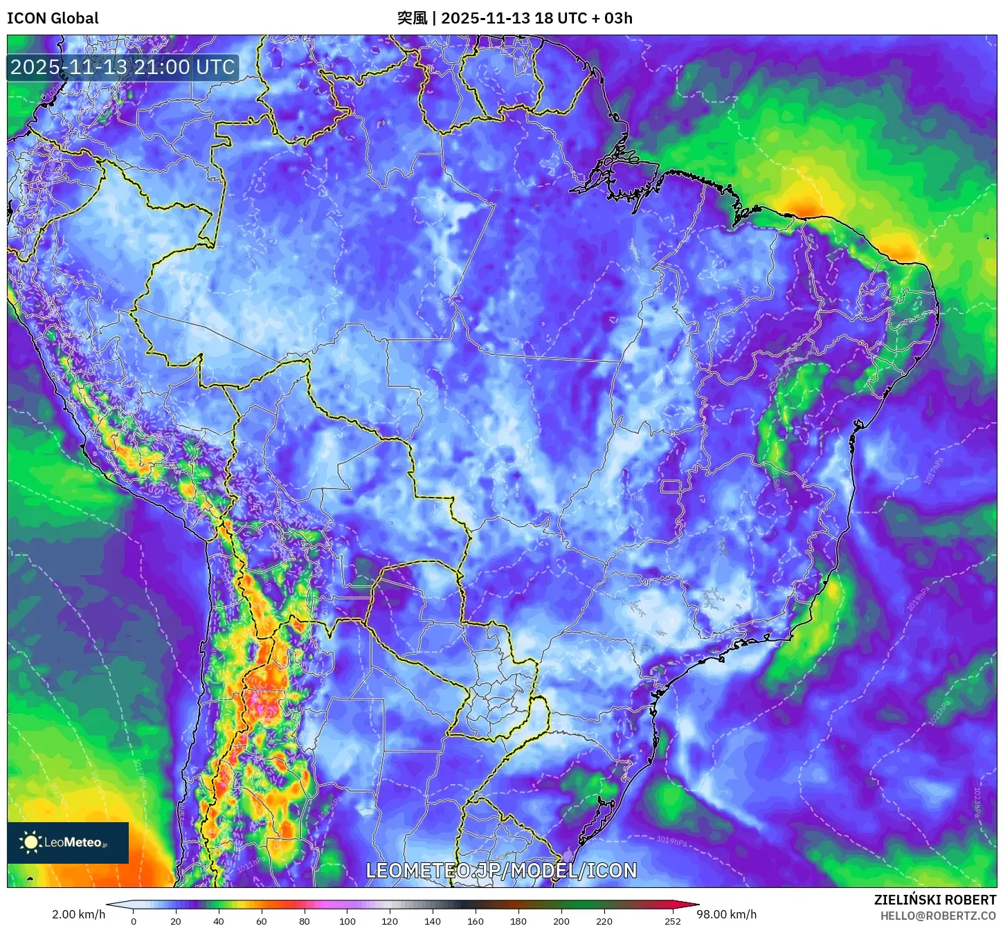ICON model - ブラジル, 突風