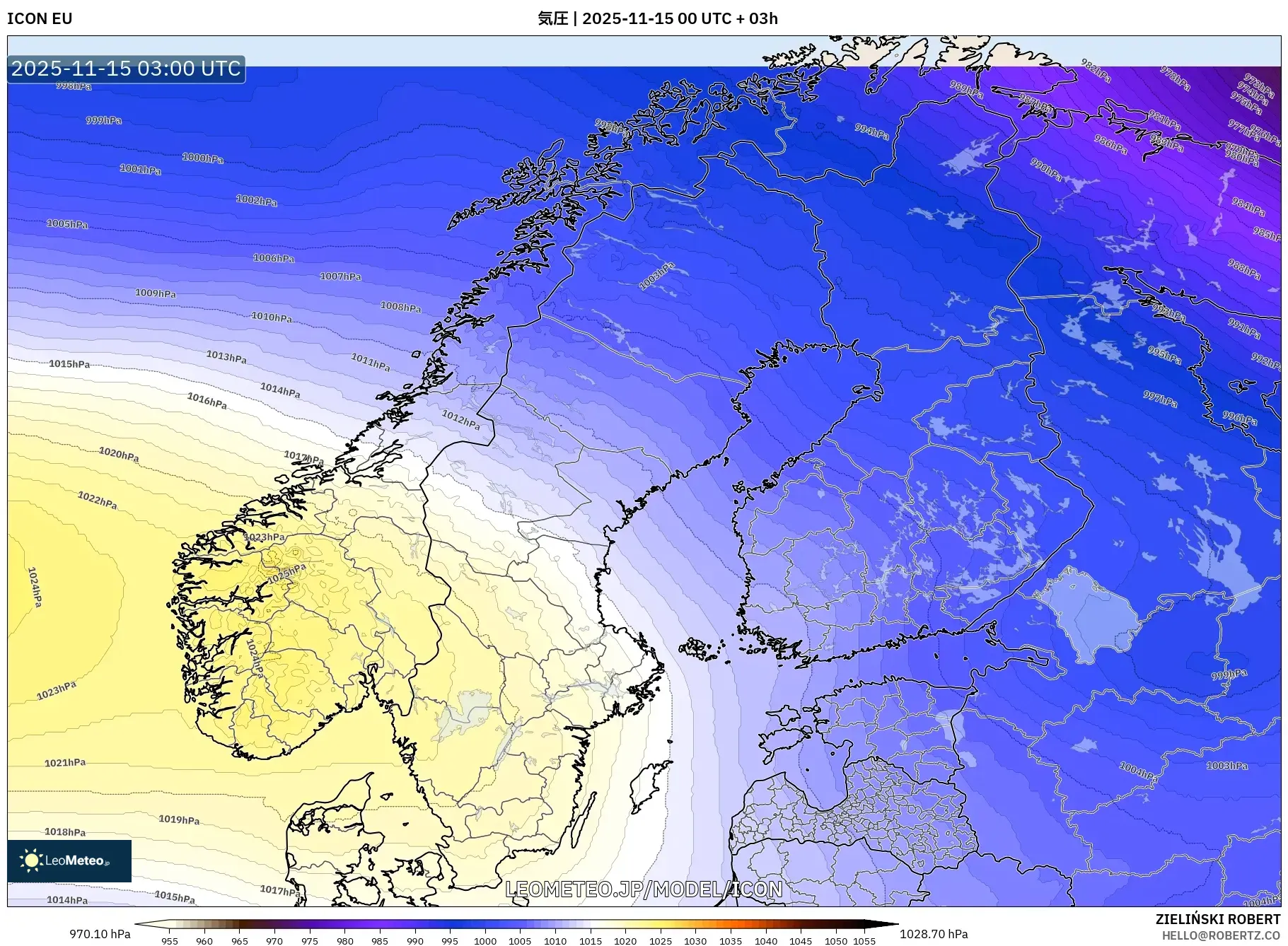 ICON model - スカンジナビア, 気圧