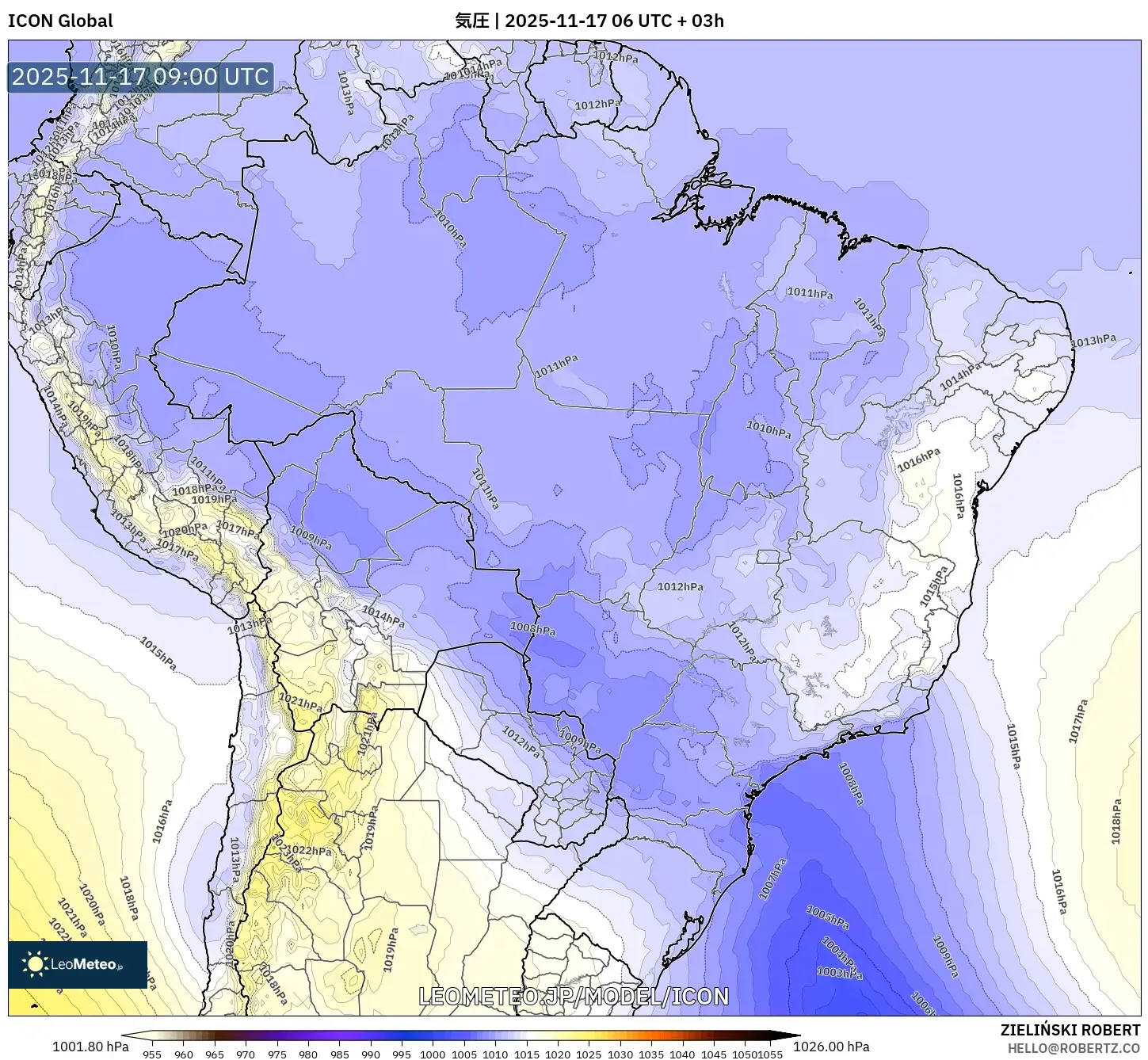 ICON model - ブラジル, 気圧