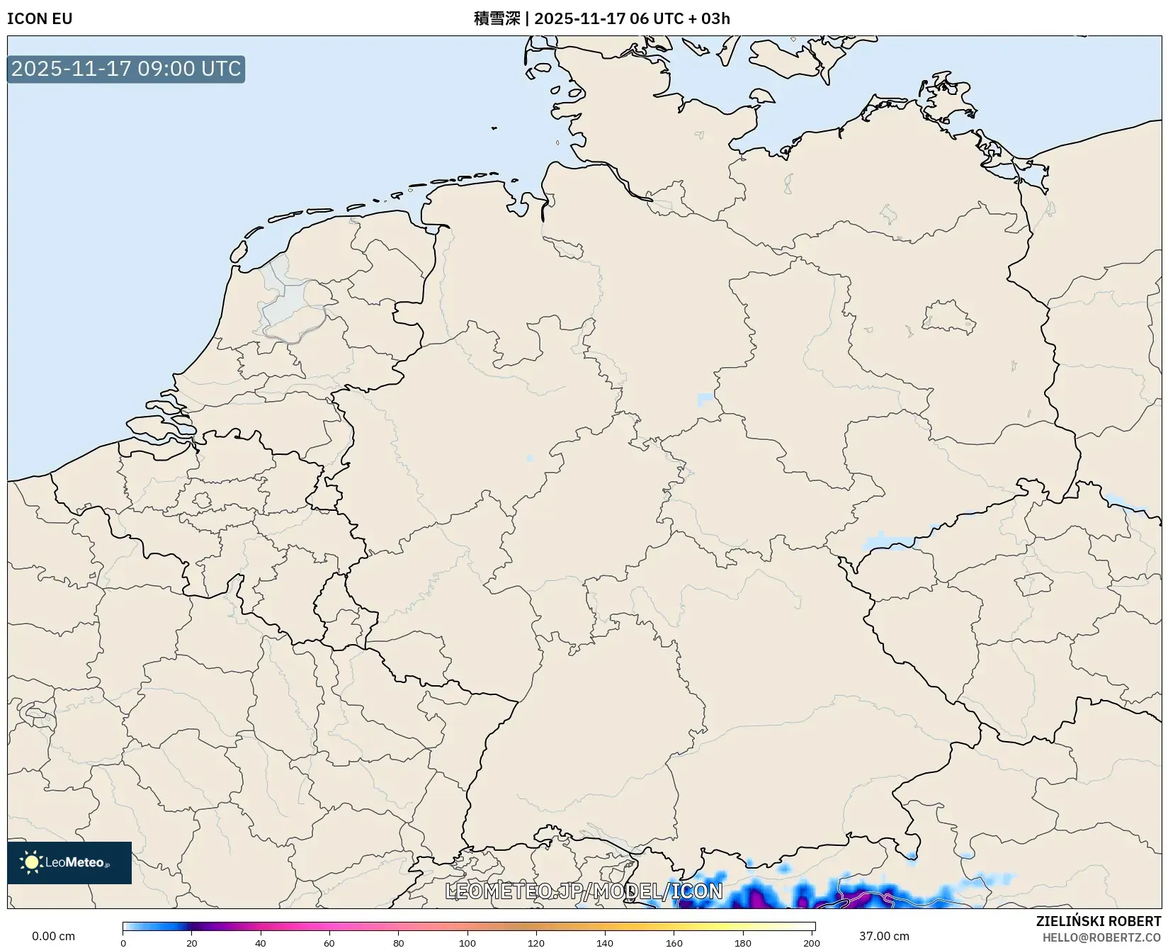 ICON model - ドイツ, 積雪深