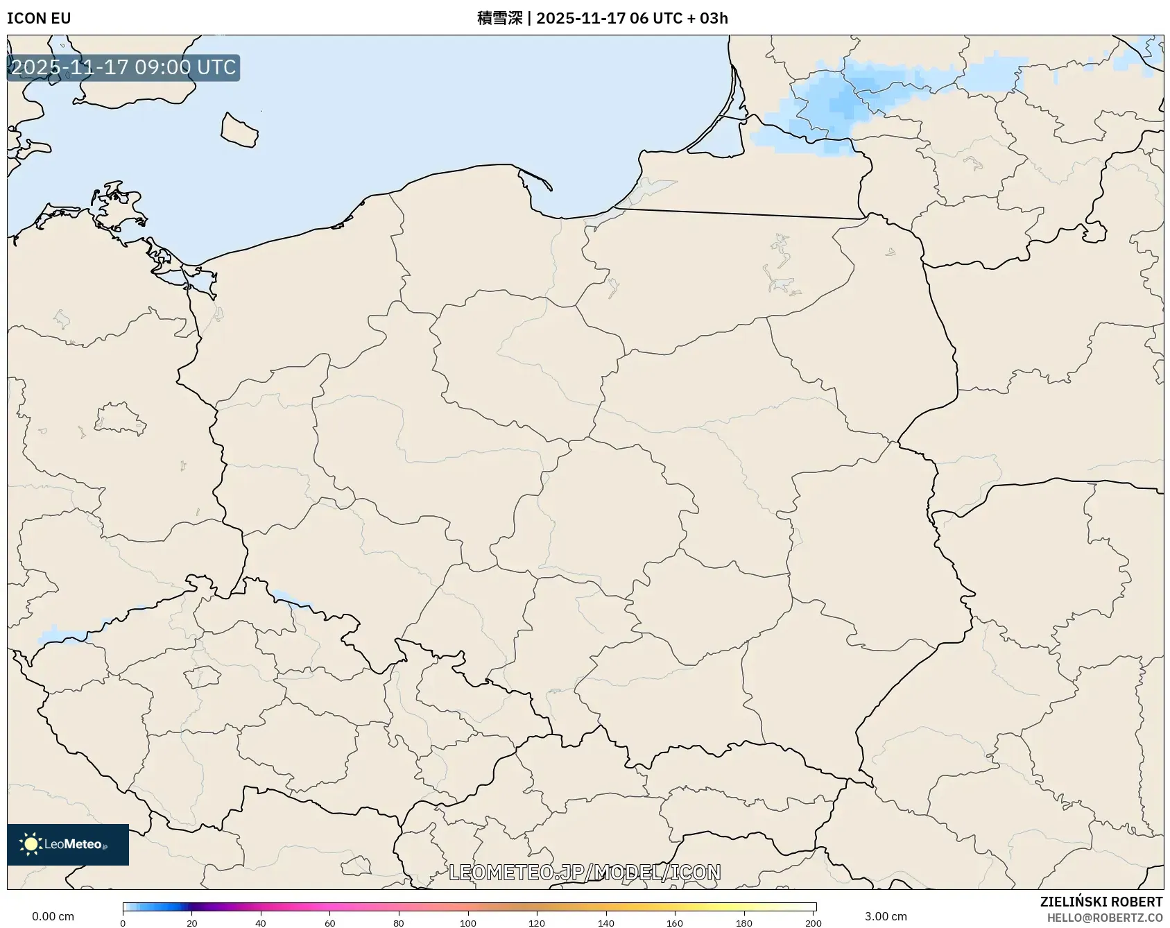 ICON model - ポーランド, 積雪深