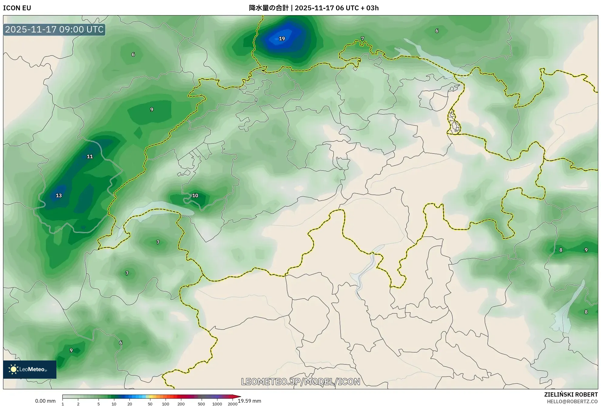 ICON model - スイス, 降水量の合計
