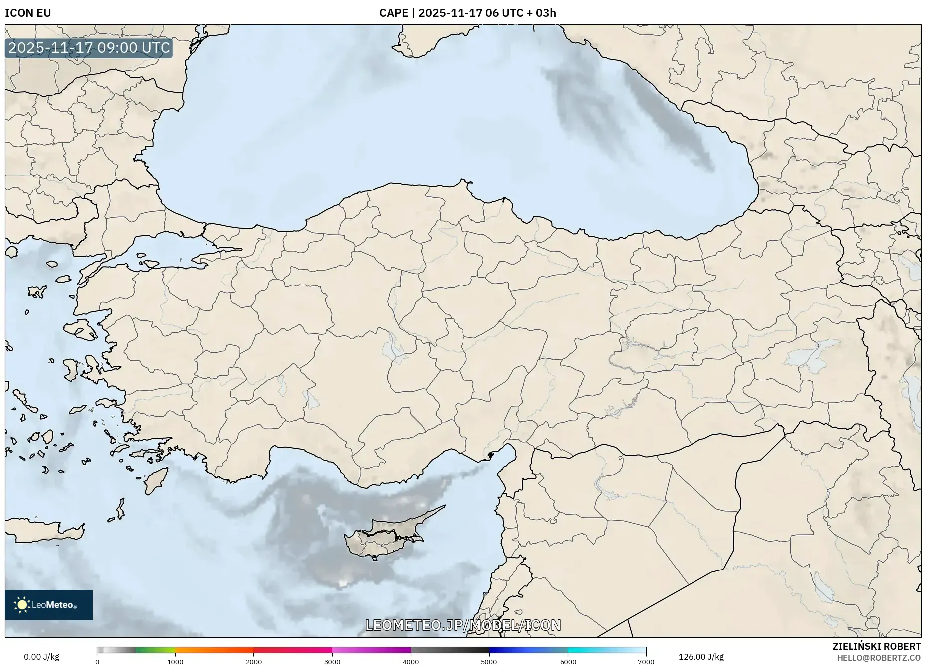 ICON model - トルコ, CAPE