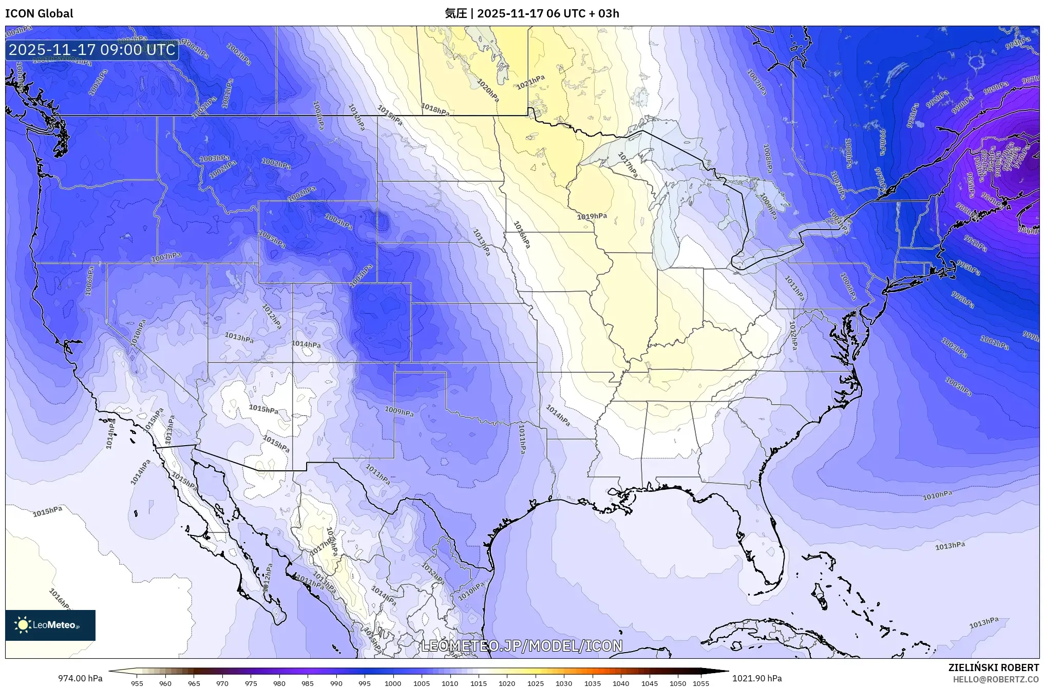 ICON model - アメリカ合衆国, 気圧